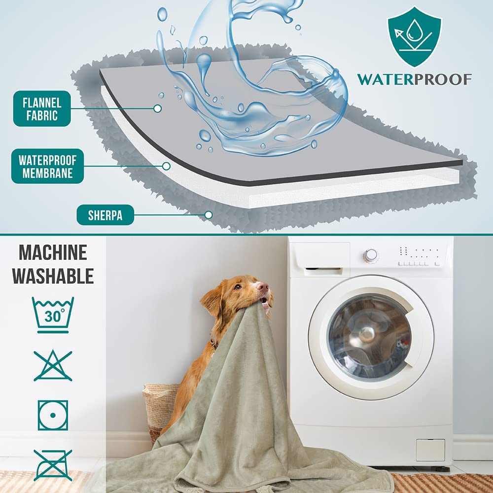 Petami Waterproof Dog Blanket For Medium Large Dogs, Pee Proof Pet Blanket For Bed Couch, Reversible Water Proof Blanket For Puppy Indoor Cat, Soft Dog Pee Crate Cover Washable, 60X80 Taupe