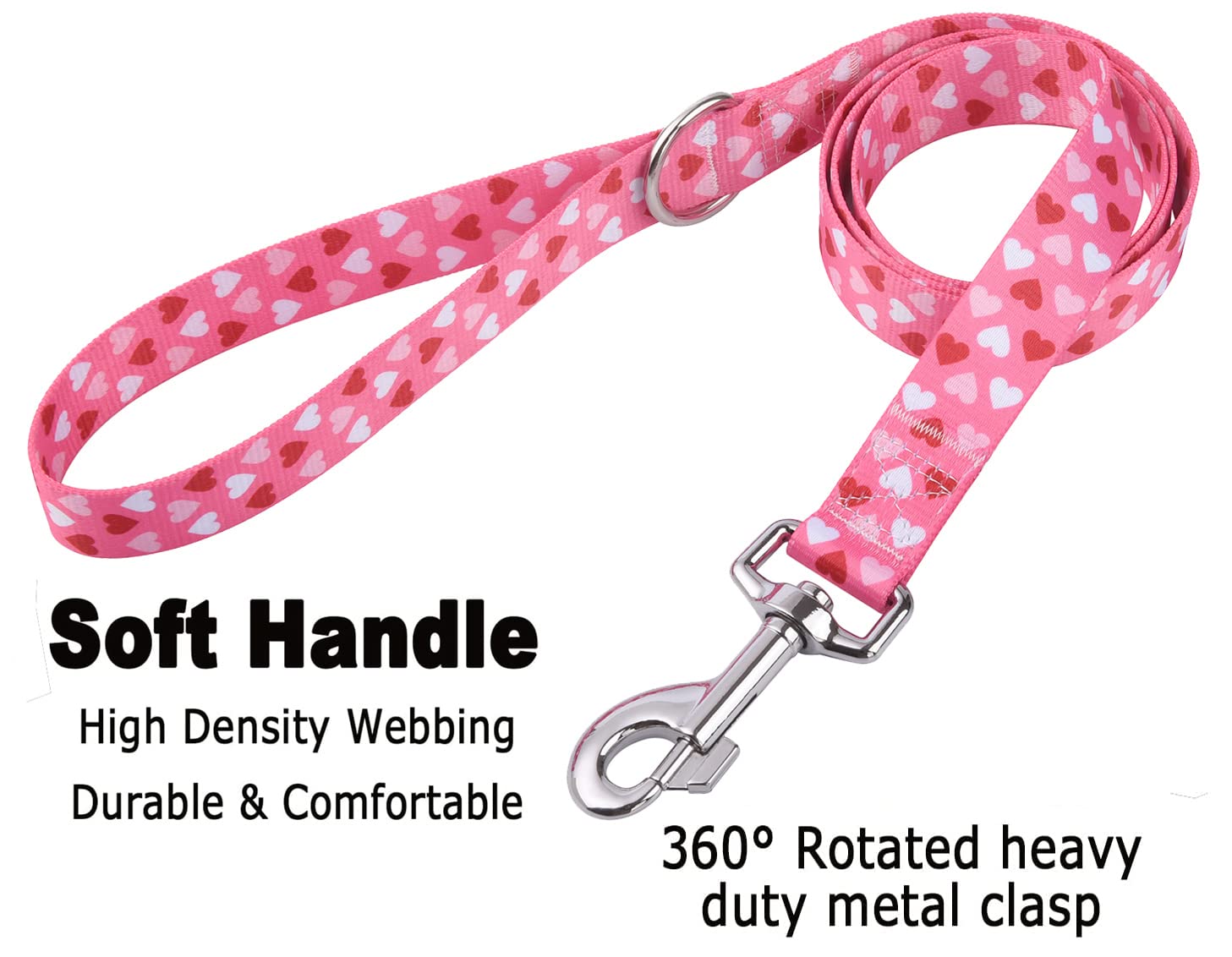 Mihqy Valentine'S Day Dog Collar And Leash Set - Adjustable Heart Dog Collar - Love Theme - Perfect For Small Medium Large Dogs(Pink Heart Set,S)