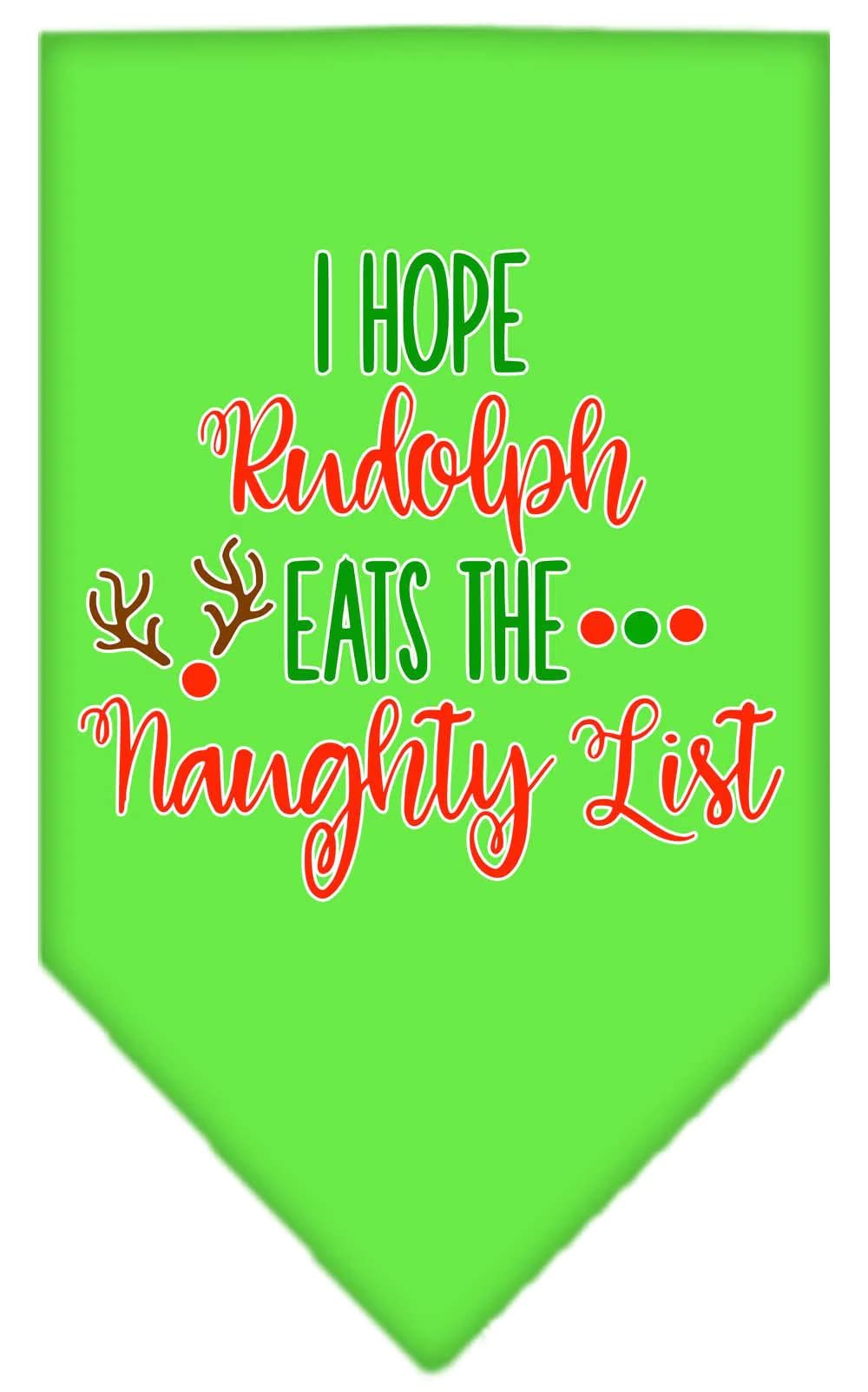 Christmas Pet and Dog Bandana Screen Printed, "Hope Rudolph Eats The Naughty List" Black Small