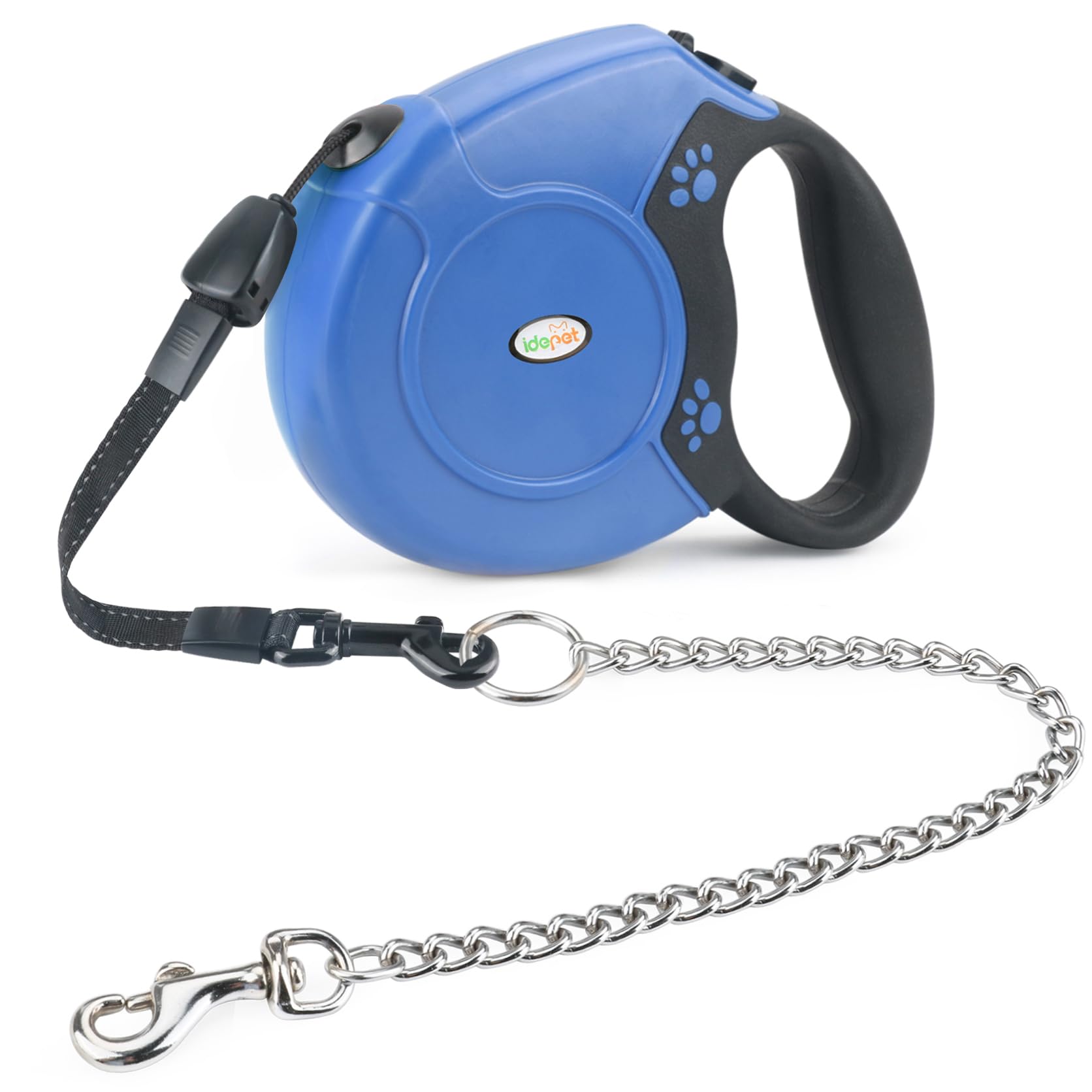 Idepet Heavy Duty Retractable Dog Leash For Small And Medium Dogs, Anti-Chewing Steel Chain Design,360 Degreetangle-Free,Break A