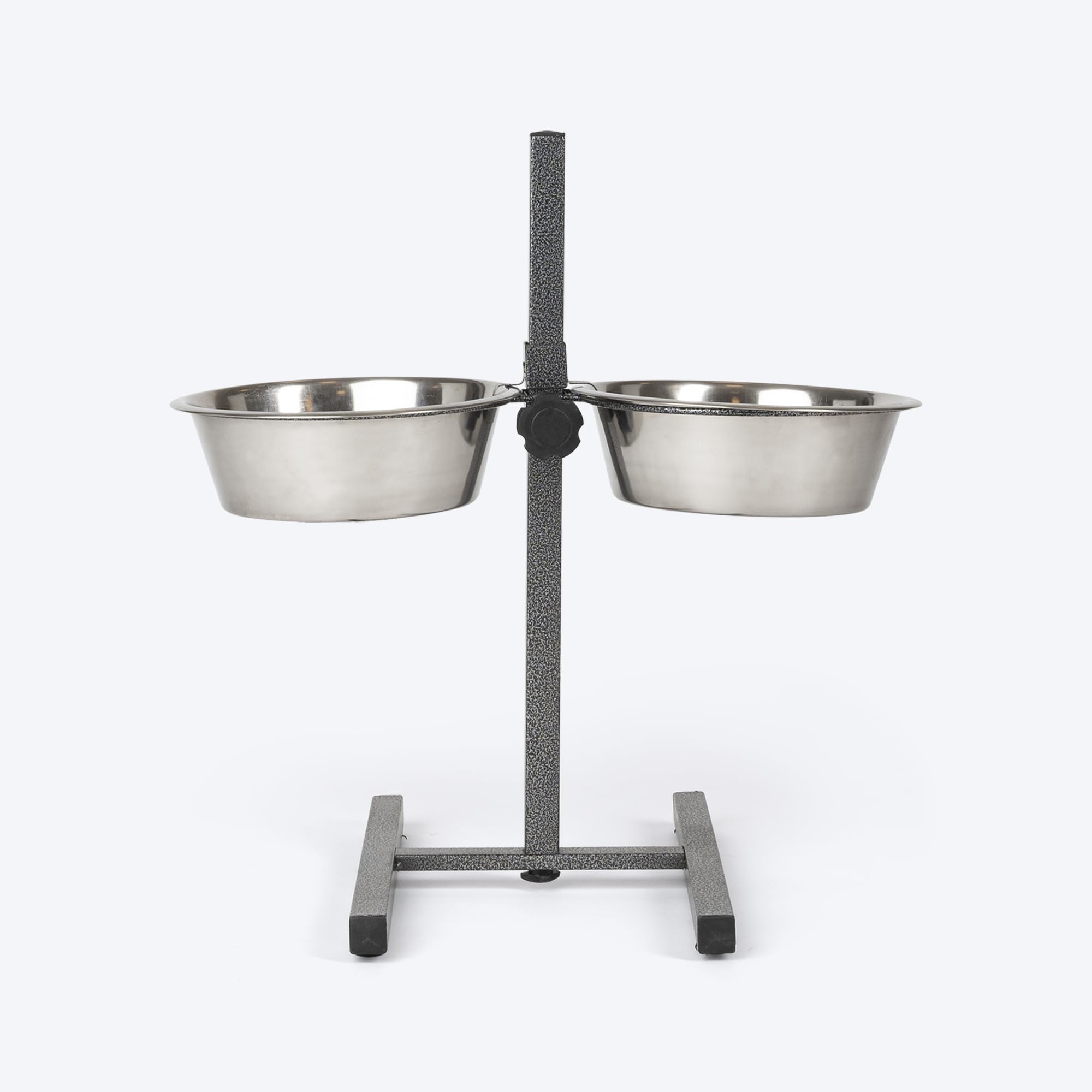 Heads Up For Tails Stainless Steel Super H Shaped Double Diner Stand With Steel Dog Bowl InsertsCharcoal Black (Medium),21 Cm,H