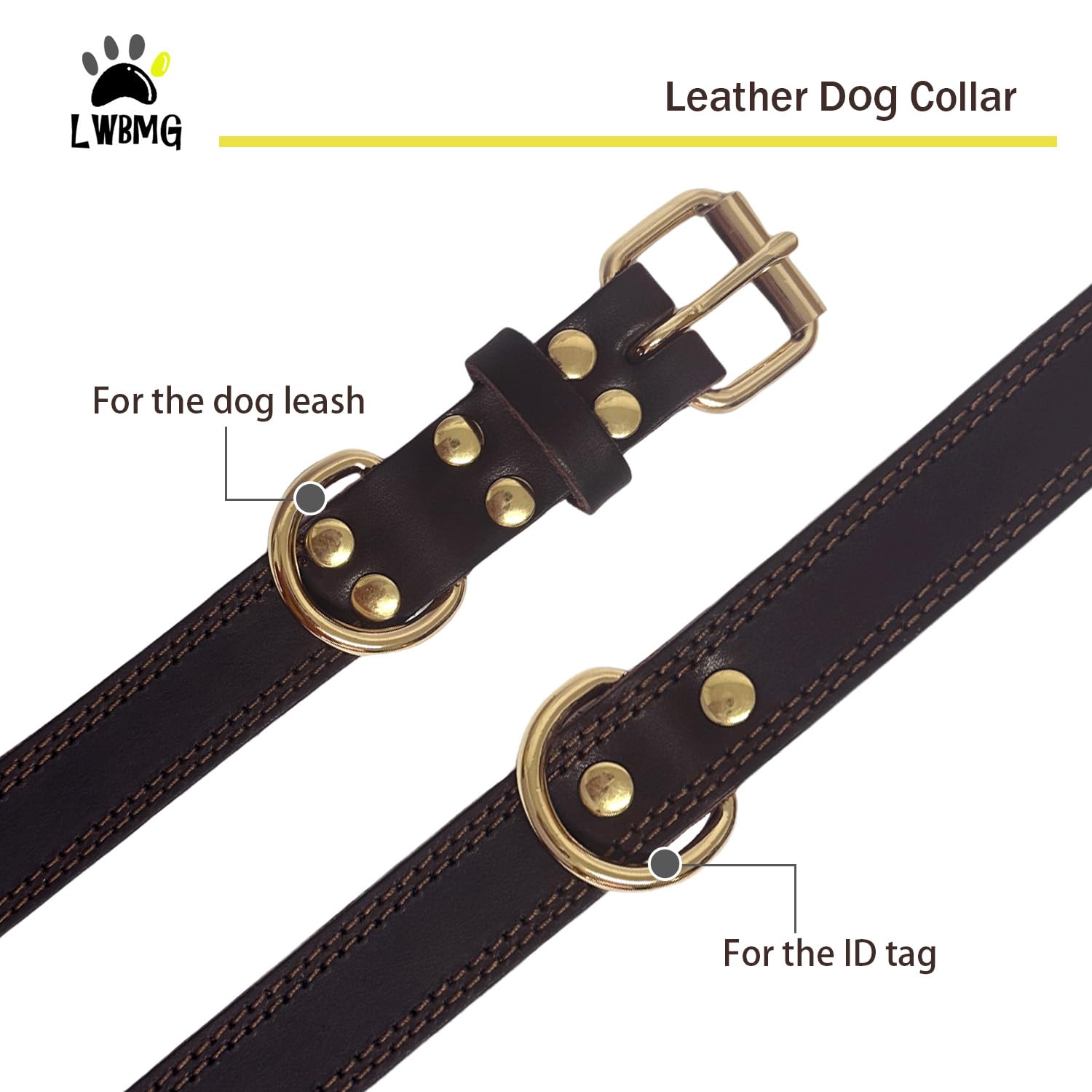 Lwbmg Leather Dog Collar,Heavy Duty Dog Collar,Leather Collar For Dogs,Soft And Strong Leather Adjustable Dog Collar For Small M
