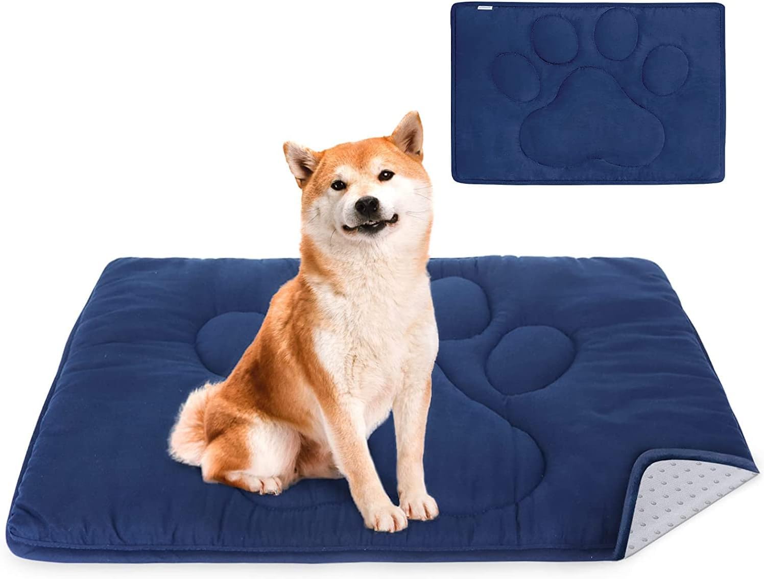 aeTHEric Dog Crate Mat 24/30/36/42/48 Inch, Warm & Soft Dog Bed Mat with AntiSlip Bottom, Dark Colored to Hide Stains, Dog Kenn