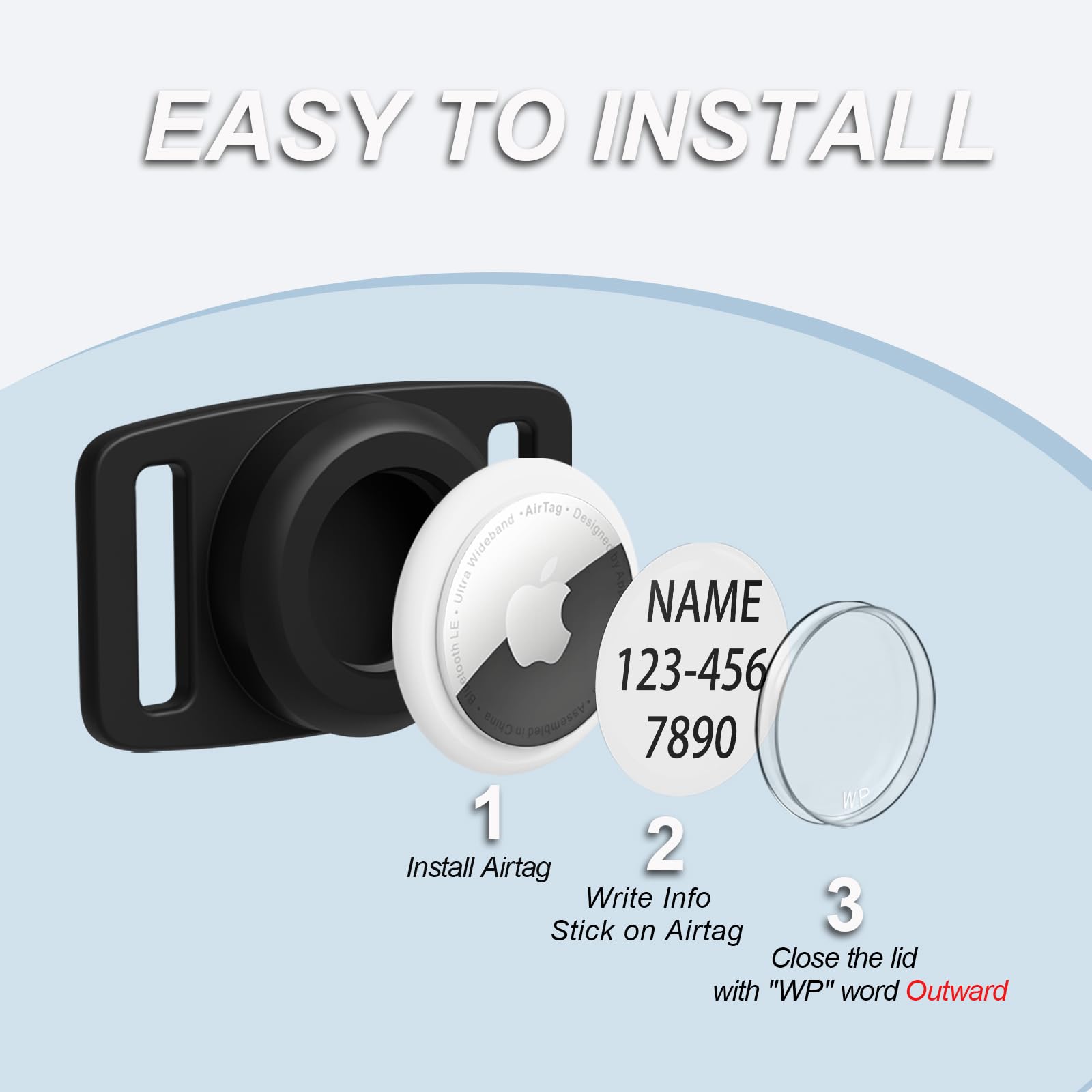 Thxsbuddy Ip68 Waterproof Air Tag Dog Collar Holder For Apple Air Tag, 2 Pack Dog Tag Personalized For Pet Id, Visible Air Tag H