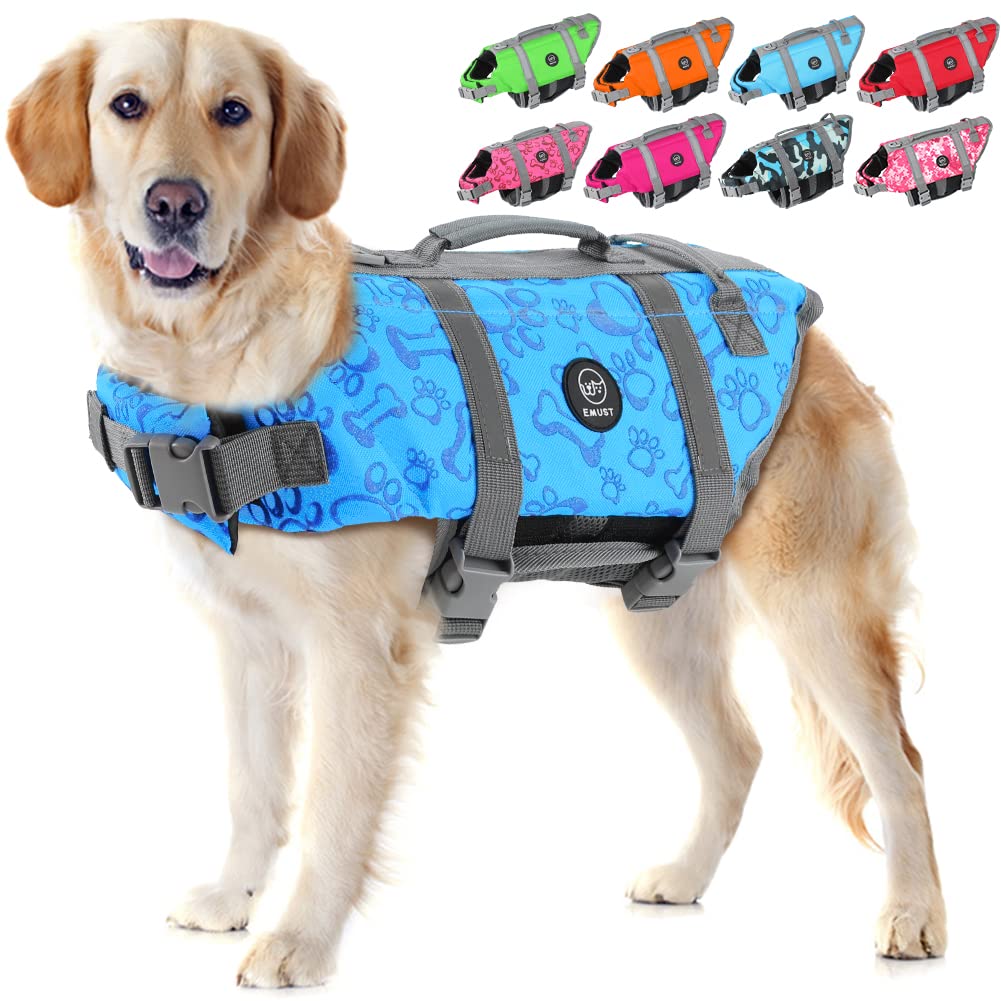 Emust Dog Life Vests, Adjustable Dog Life Jacket With Rescue Handle, Dogs Flotation Vest For Small/Medium/Large Dogs, Xs, Newblu