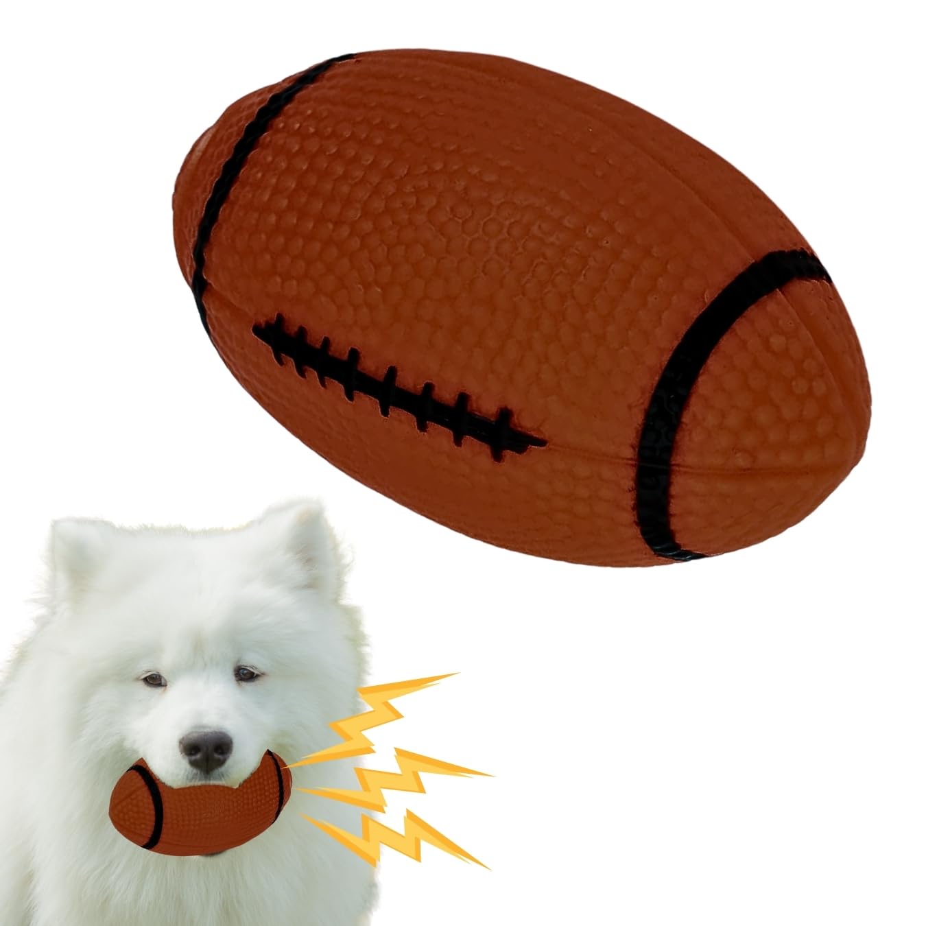 Western Era Squeaky Brown Rugby Ball Toy is a Lively and Festive pet Toy Designed to Provide Endless Hours of Entertainment. Thi