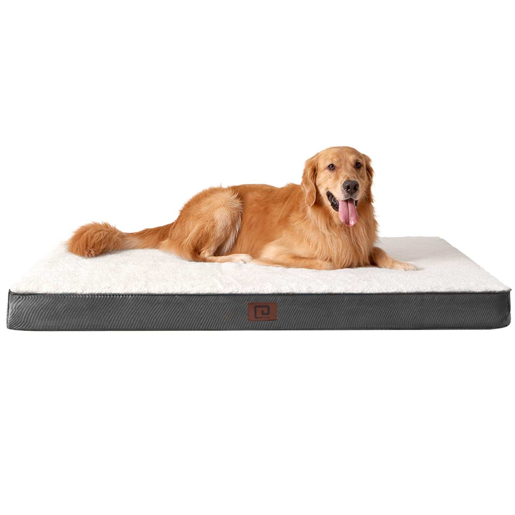 Eheyciga Orthopedic Dog Beds For Large Dogs With Removable Washable Cover For Crate, Beige, 35X23