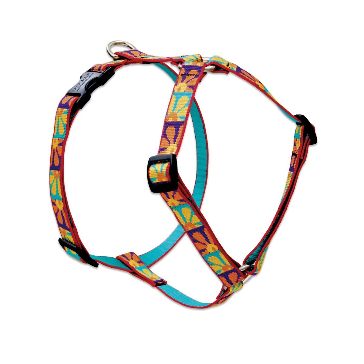 LupinePet Originals 3/4'' Crazy Daisy 14-24'' Adjustable Roman Dog Harness for Medium Dogs