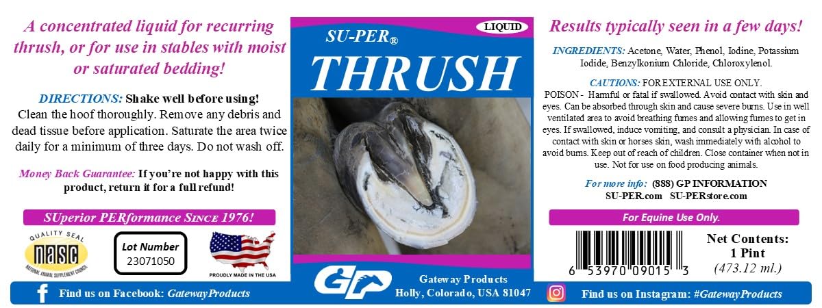 SU-PER Horse Thrush Treatment Aid - 1 Pint for Recurring Hoof Care