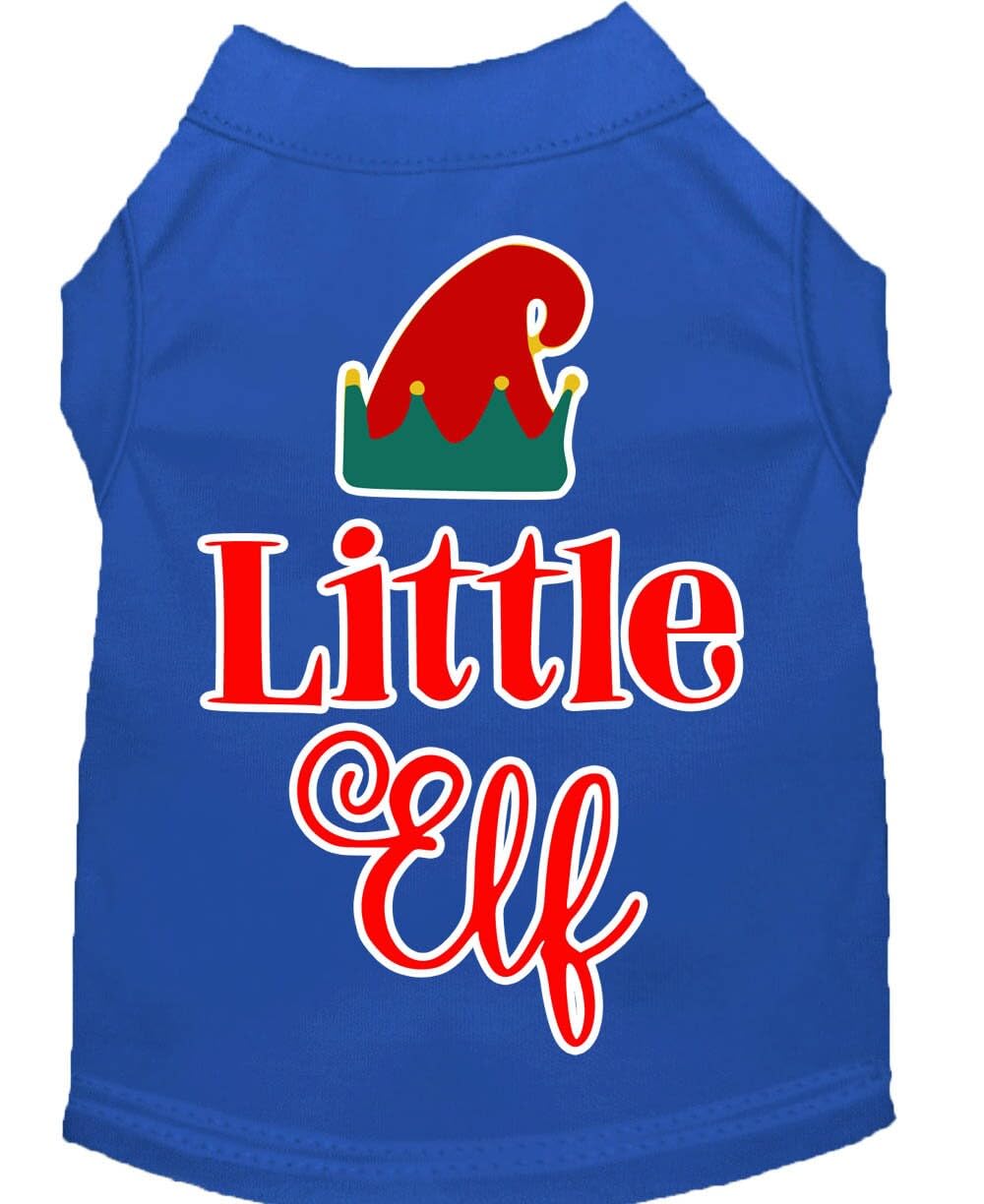 Christmas Pet Dog & Cat Shirt Screen Printed, "Little Elf" Yellow LG (10-14 lbs.)
