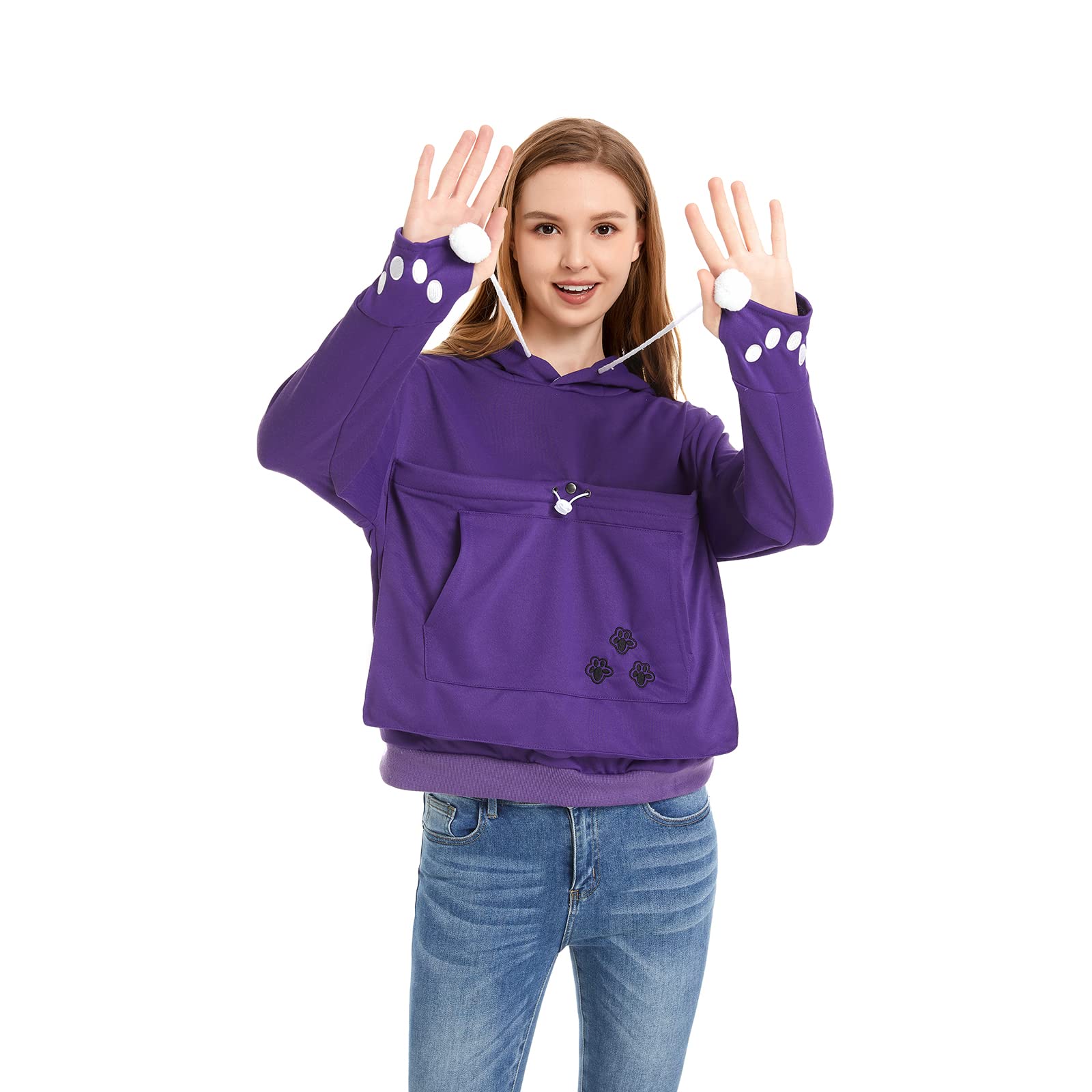 Unisex Big Pouch Hoodie Long Sleeve Pet Dog Holder Carrier Sweatshirt (Violet, M)