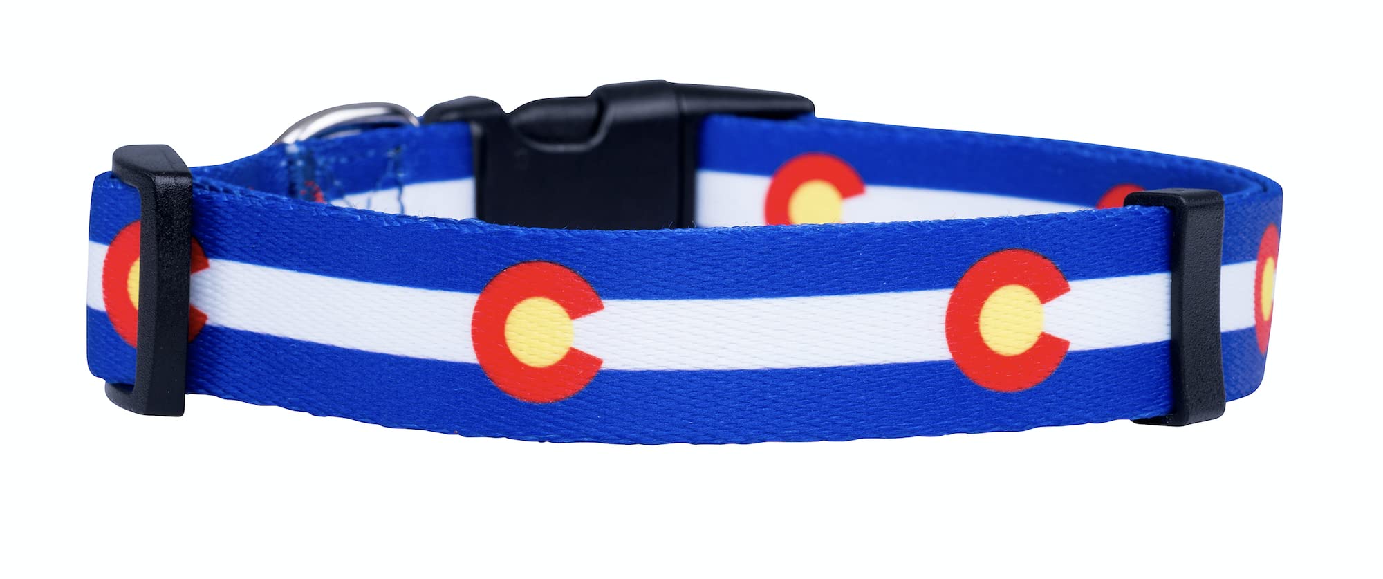 Native Pup Colorado State Flag Dog Collar (Colorado Blue, Medium)