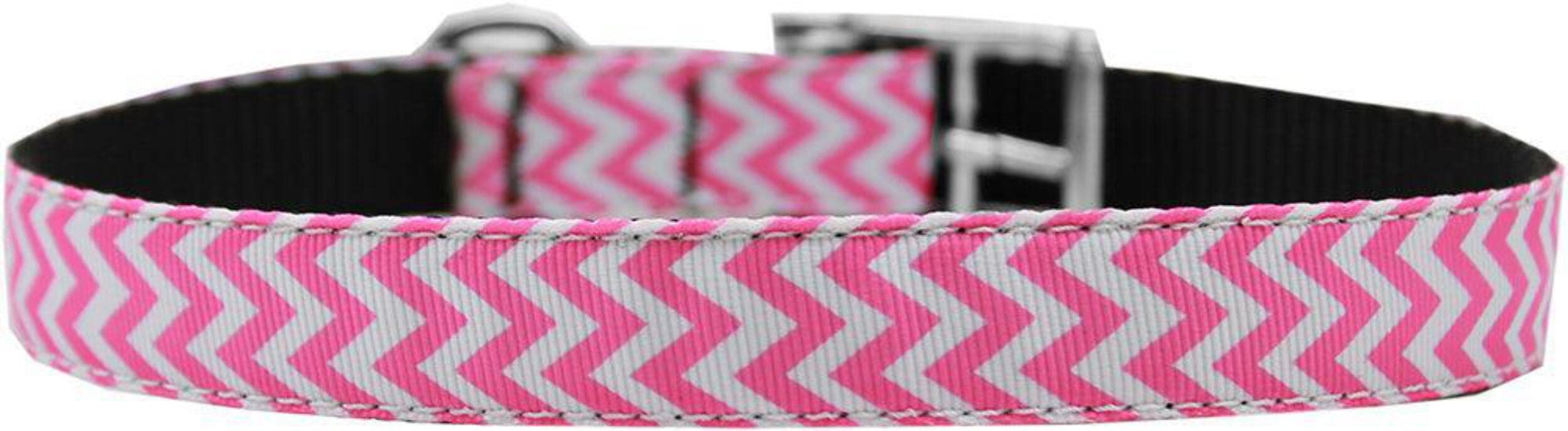 Mirage Pet Products Chevrons Nylon Dog Collar with Classic Buckle, Size 20, Grey