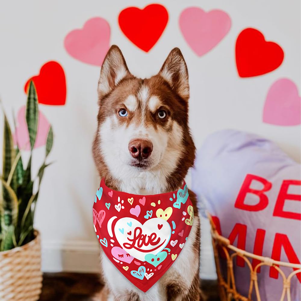 Dzmodz Valentine'S Day Dog Bandanas 2-Pack, Valentine'S Day Pet Scarves For Boys And Girls, Comfortable And Durable Fabric, Suit