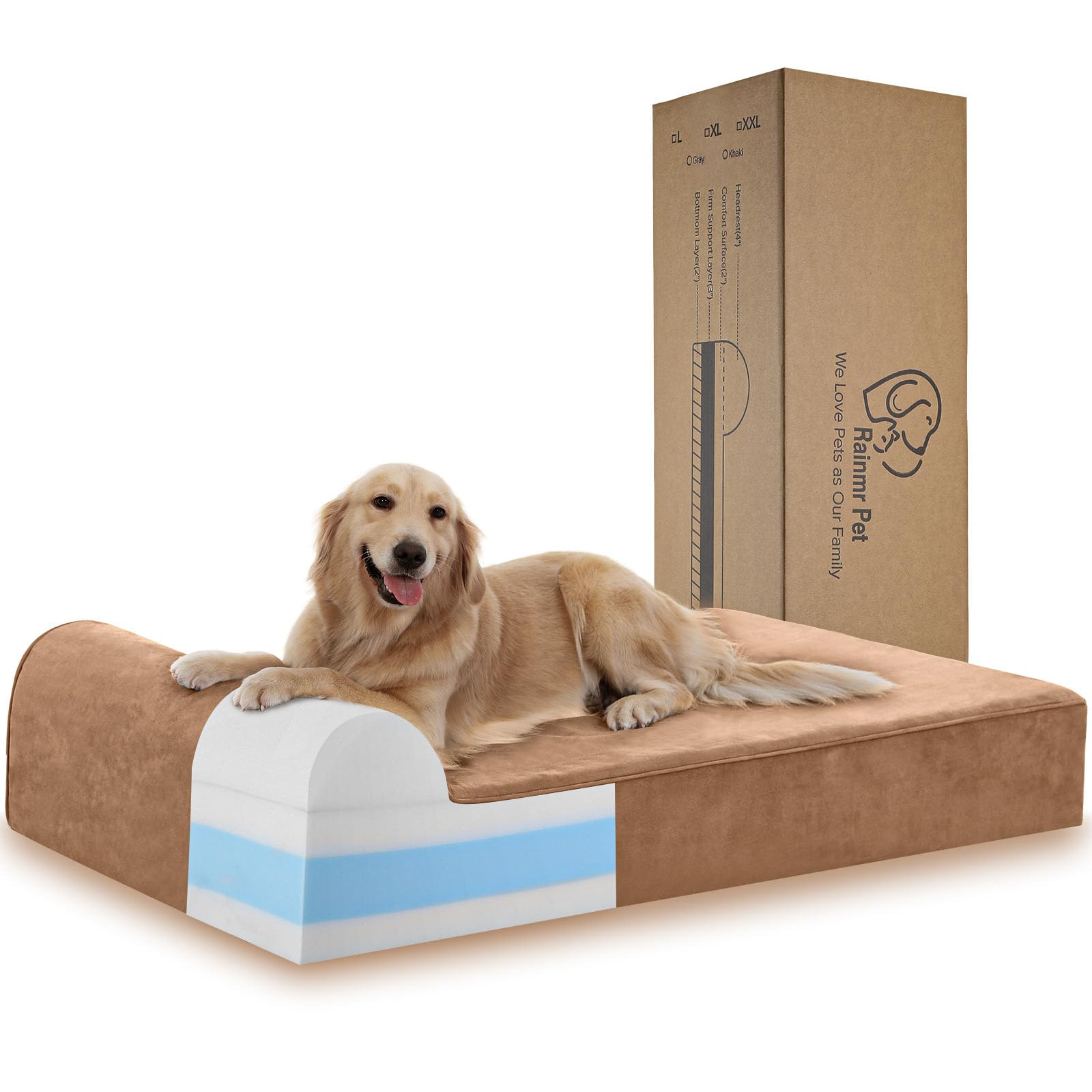 Rainmr 7 Orthopedic Dog Bed For Large Dogs And Extra Large Dogs - Xl Dog Bed With Scratch-Resistant Microsuede Cover & Machine