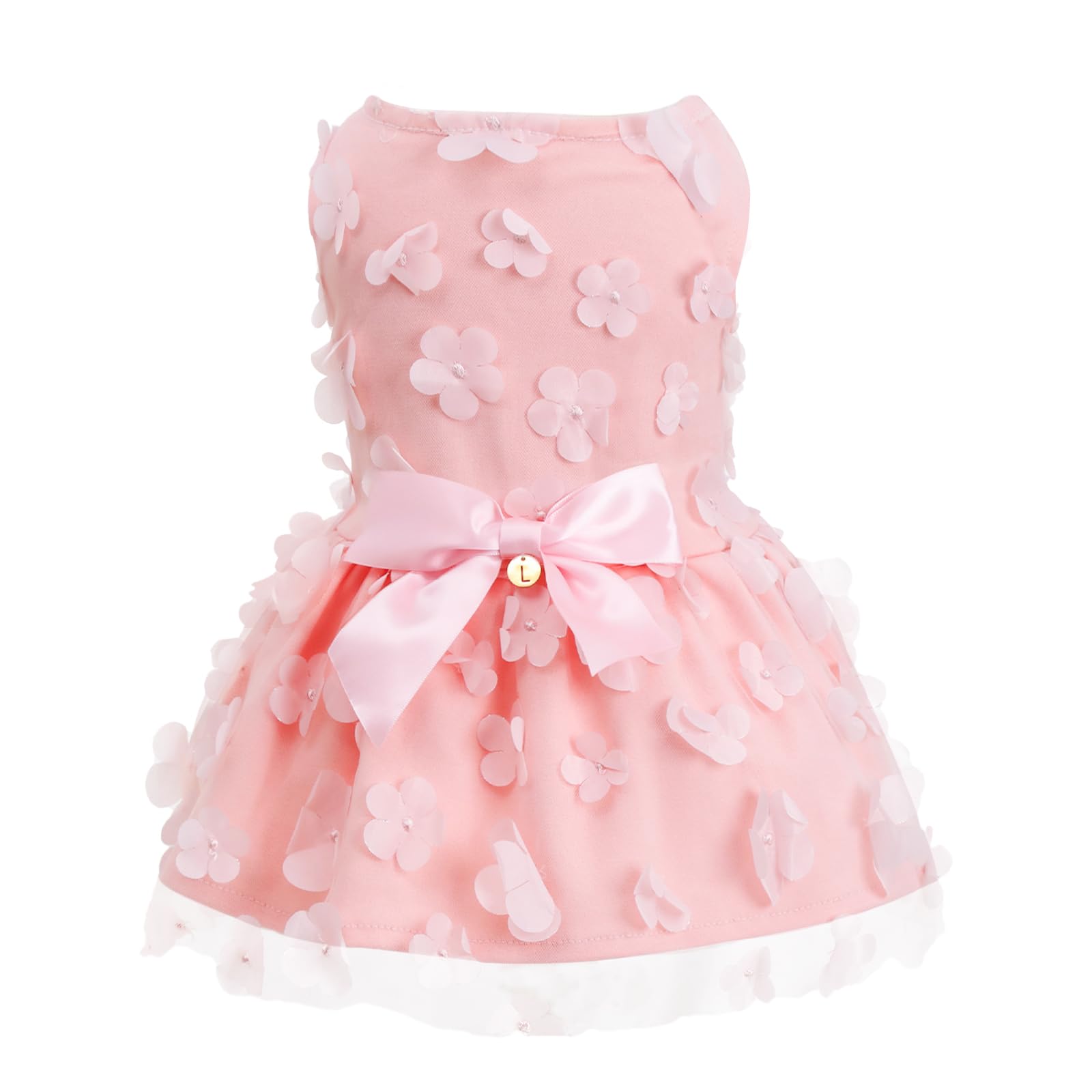 Laifug Dog Dress Puppy Print Princess Dog Dress Cute Party Wear (Pink, L)