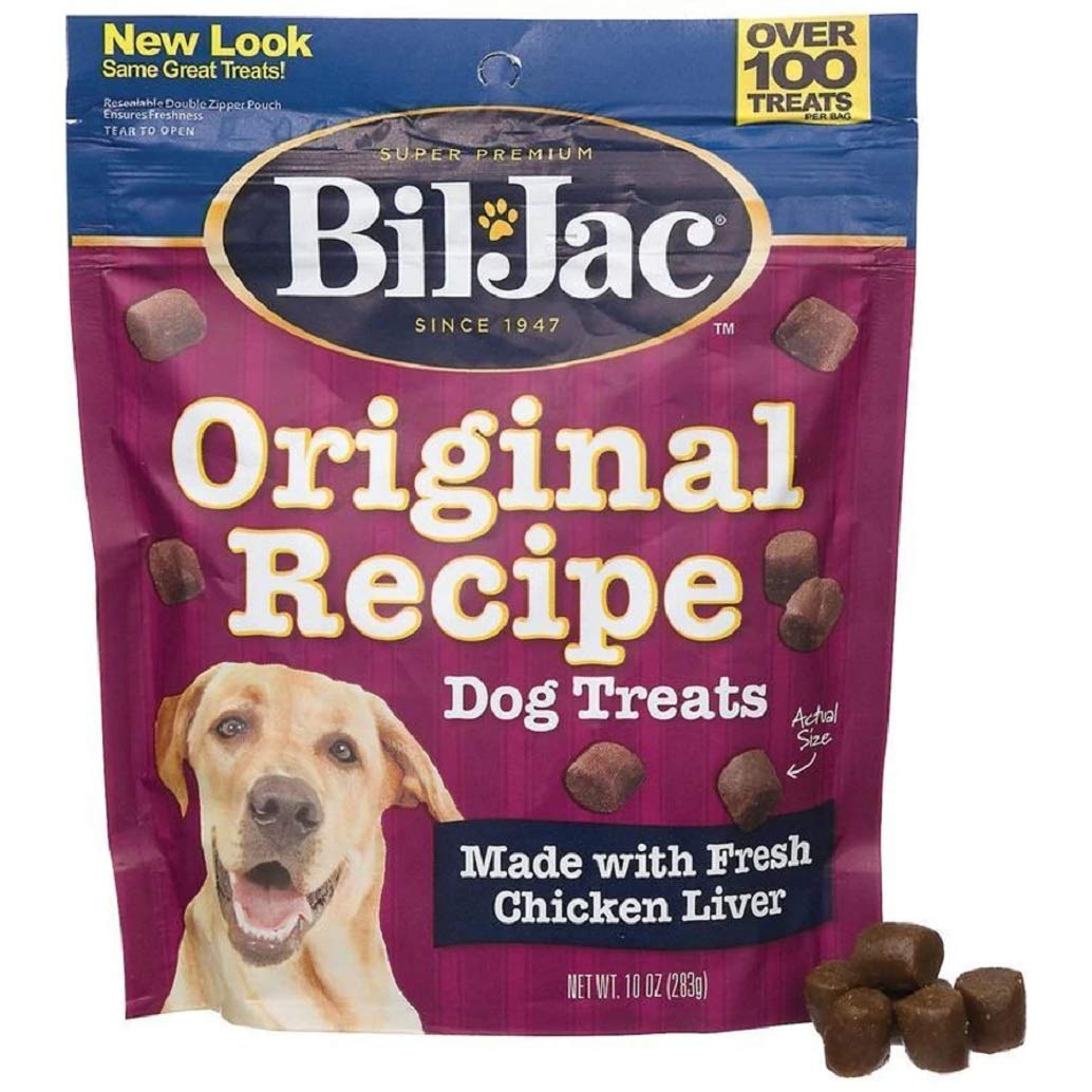 Bil-Jac Dog Treats - Original Recipe Chicken Liver Soft Puppy Training Treat Rewards, 20oz Resealable Double Zipper Pouch (6-Pac