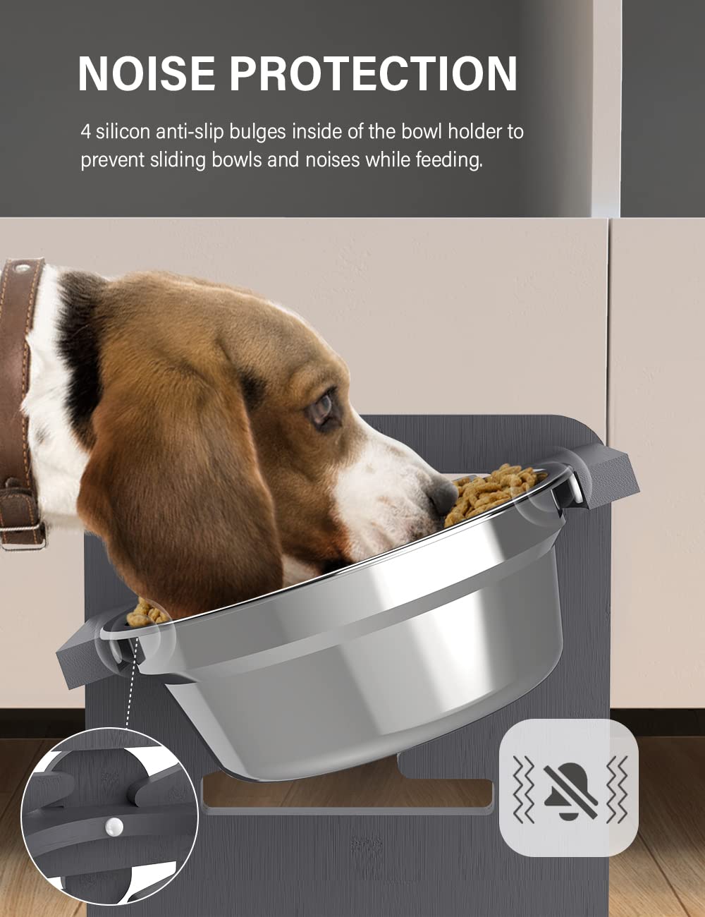 Vantic Elevated Dog Bowls, Adjustable Raised Dog Bowl Stand for Small Puppy and Cats, Sturdy Bamboo Pet Food Feeder with 2 Stain