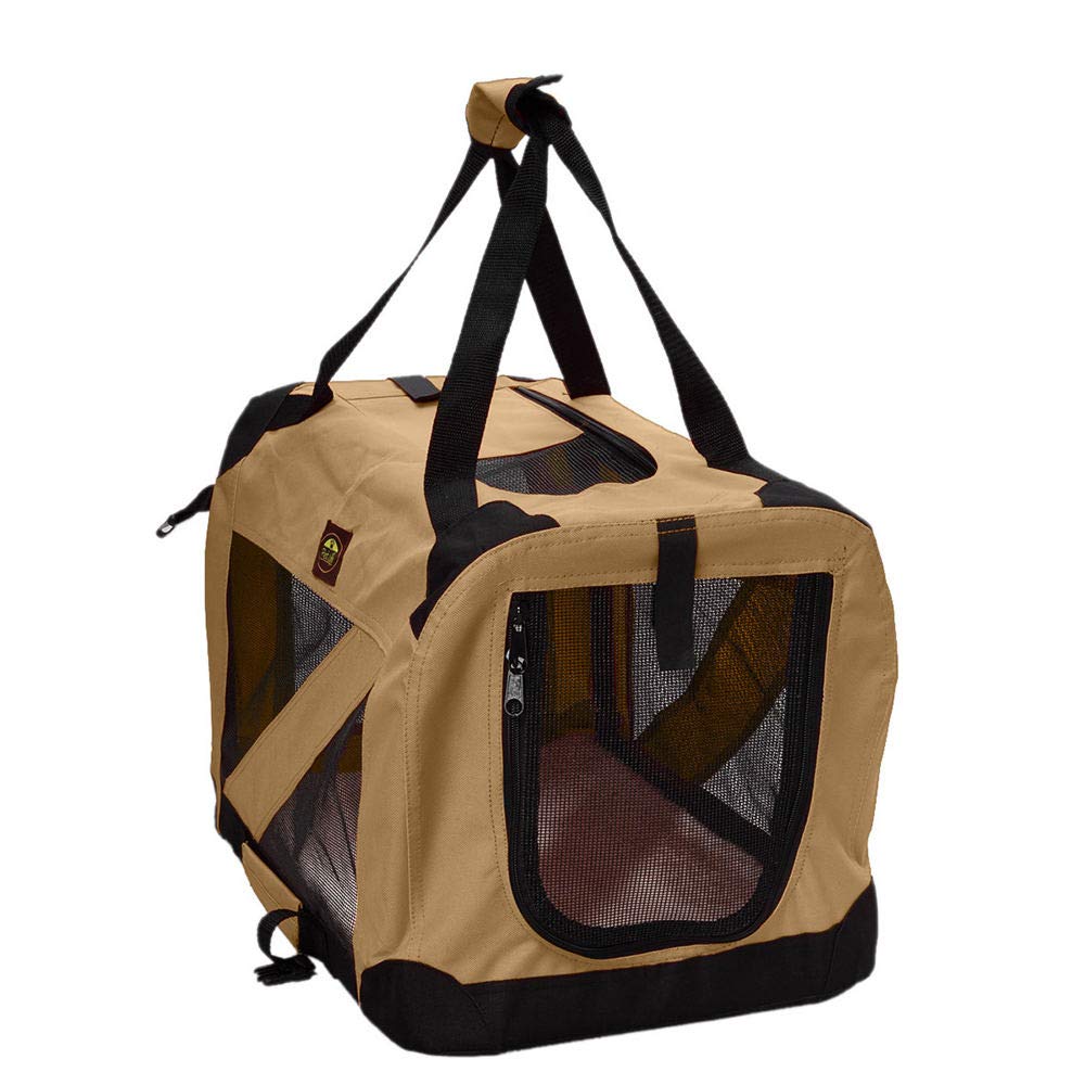 Pet Life Folding Zippered 360° Vista View House Carrier (features 3M Thinsulate): Khaki, Small