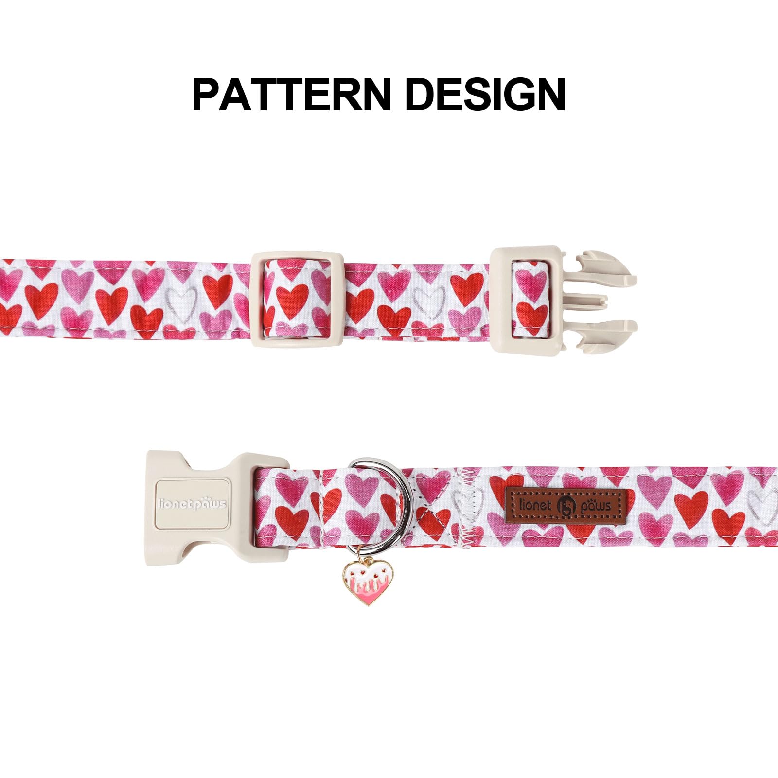 Lionet Paws Valentine'S Dog Collar- Cute Love Heart Dog Collars With Plastic Buckle, Light Adjustable Dog Collars For Small Medi