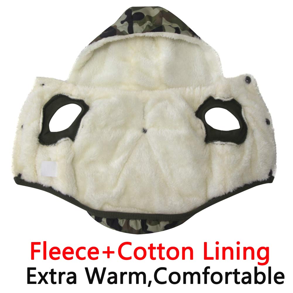 Vecomfy Fleece Lining Extra Warm Dog Hoodie In Winter For Large Dogs Jacket Pet Coats With Hooded,Green Camo Xxl