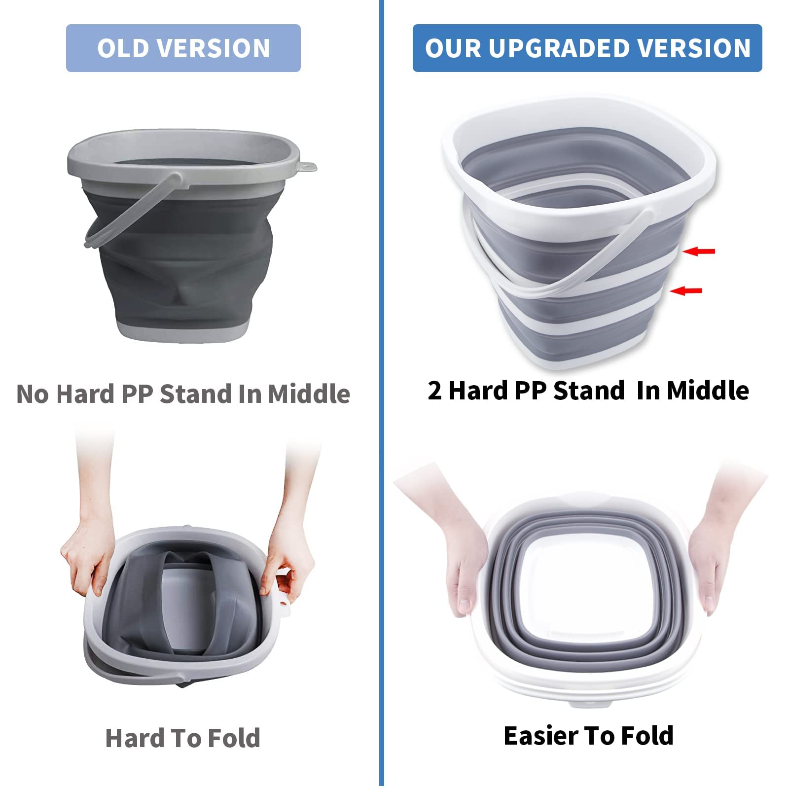 Craftend Collapsible Bucket 10L 26 Gallon Cleaning Bucket Mop Bucket Folding Foldable Portable Small Plastic Water Supplies For