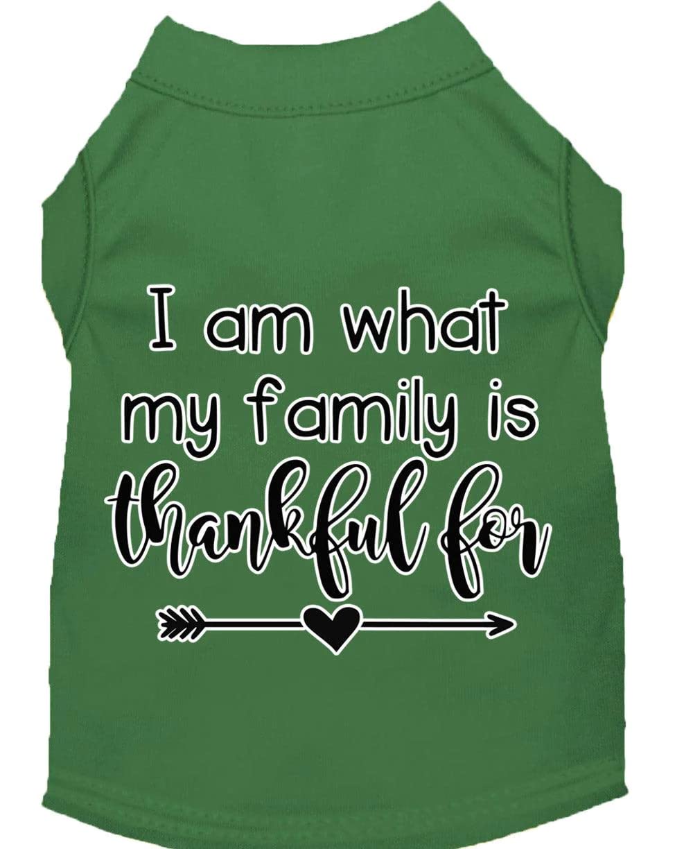 Pet Dog & Cat Shirt Screen Printed, "I Am What My Family Is Thankful For" Aqua XL (14-20 lbs.)