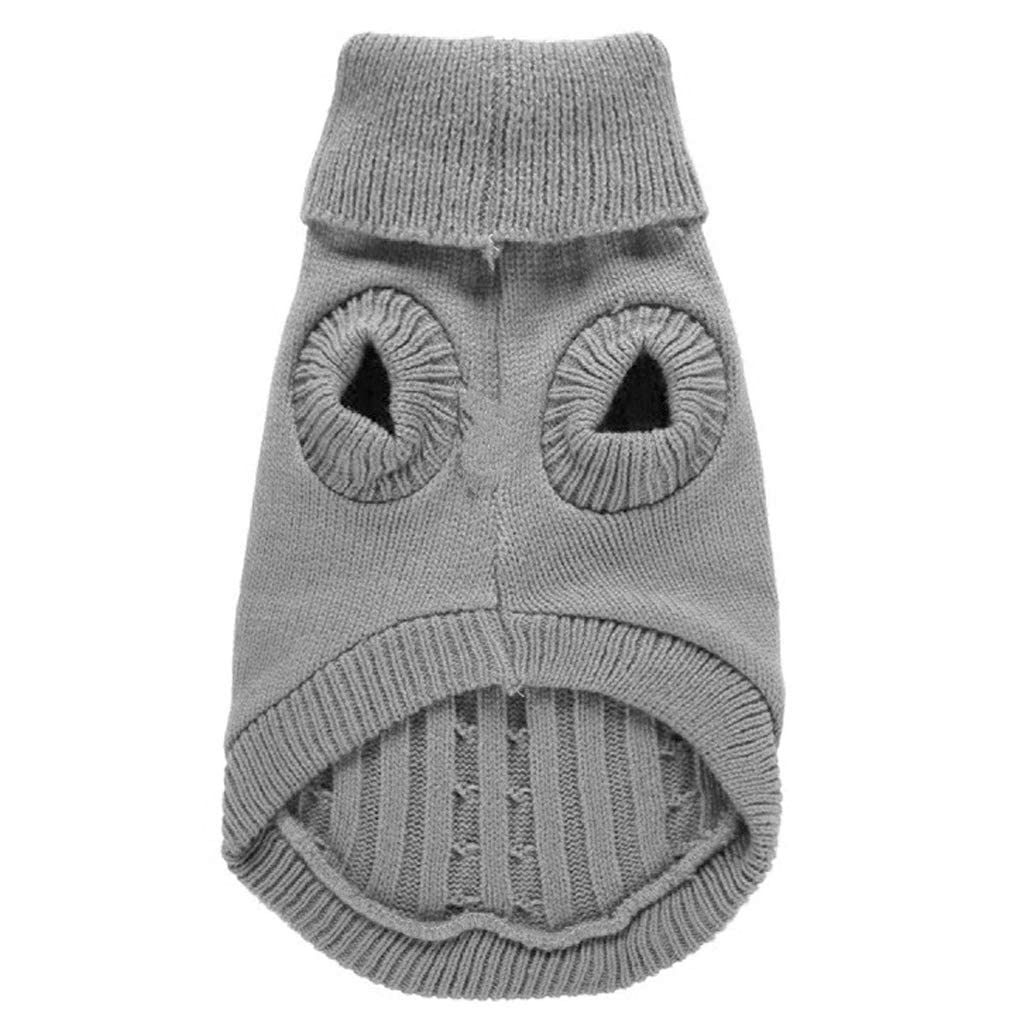 Chborchicen Small Dog Sweaters Knitted Pet Cat Warm Dog Sweatshirt Winter Clothes Kitten Puppy Sweater (Small, Grey)