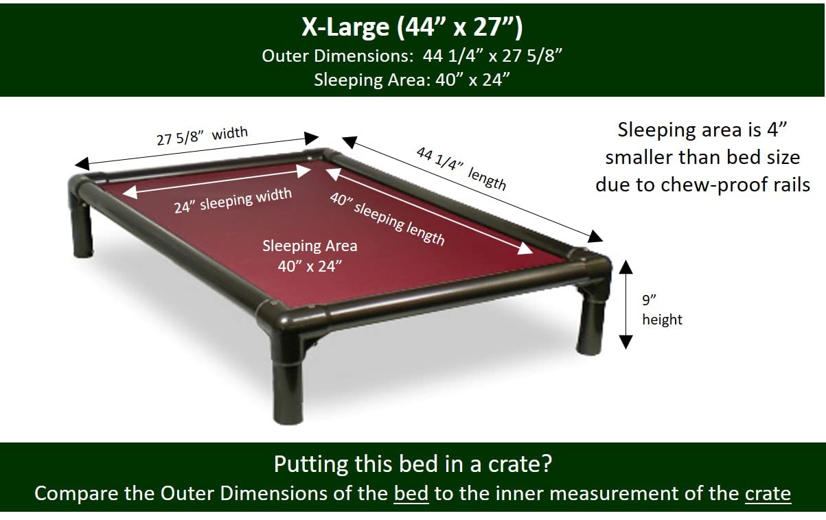 Kuranda Chewproof Dog Bed - Walnut PVC - 44'' x 27'' - Cordura Nylon - Burgundy
