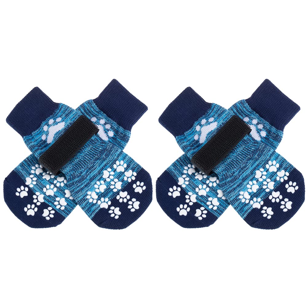 Expawlorer Double Side Anti-Slip Dog Socks 2 Pairs - Adjustable Pet Paw Protector With Strap, Traction Control Non-Skid For Indo