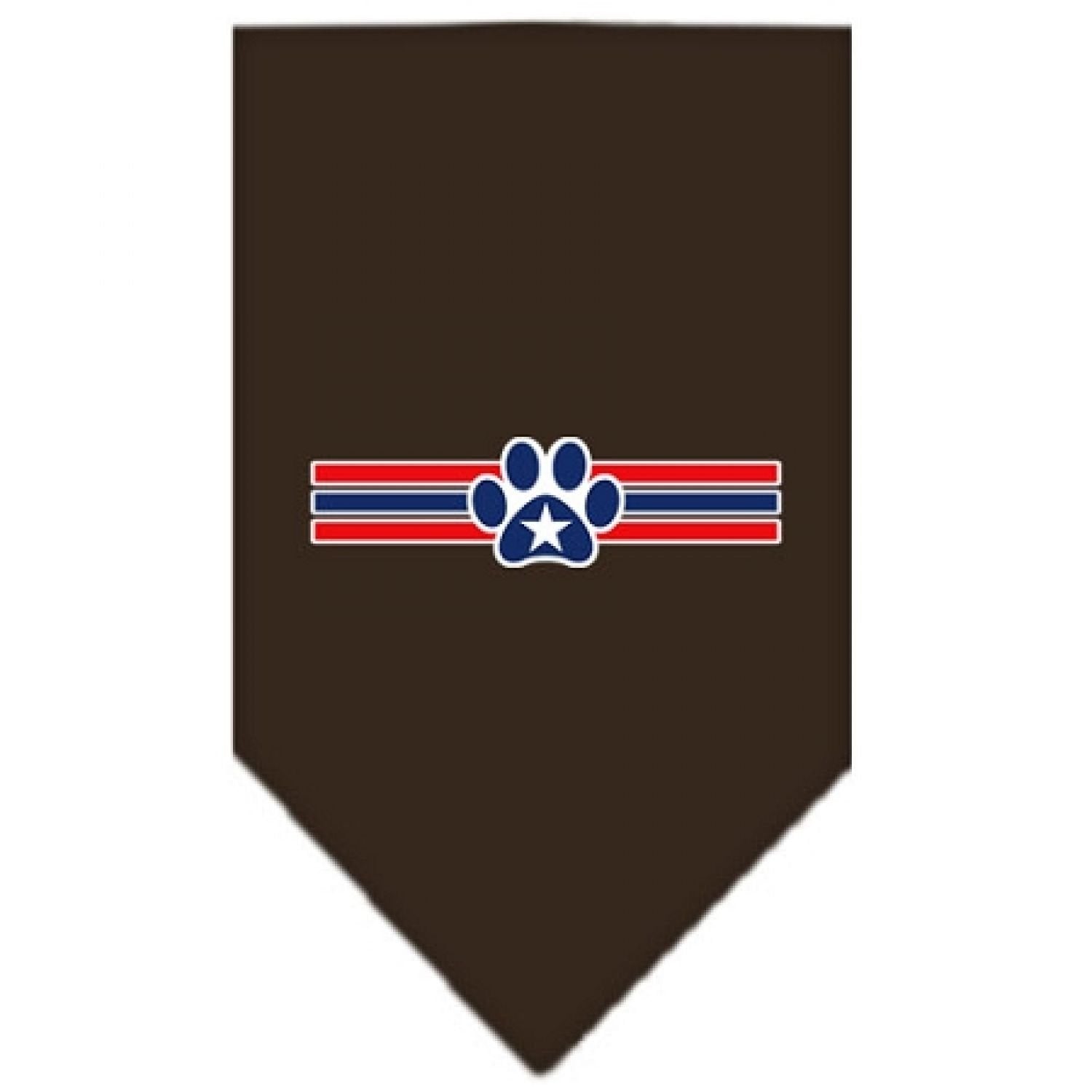Pet and Dog Bandana Screen Printed, "Patriotic Star Paw" Cocoa Small