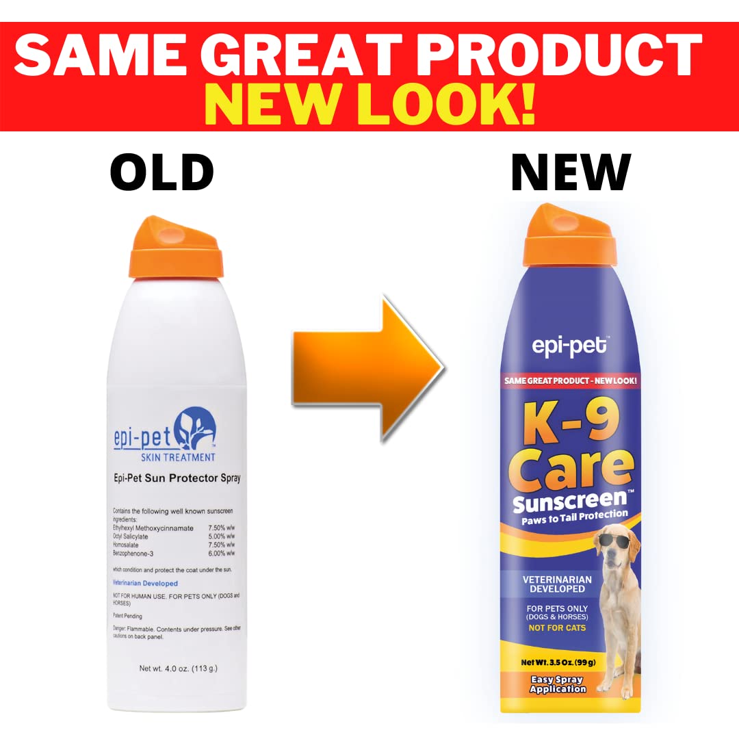Epi-Pet K-9 Care Sunscreen Spray, SPF 30+, Non-Greasy, 4 oz - Protects Dogs & Horses from Sunburn, Transparent Formula