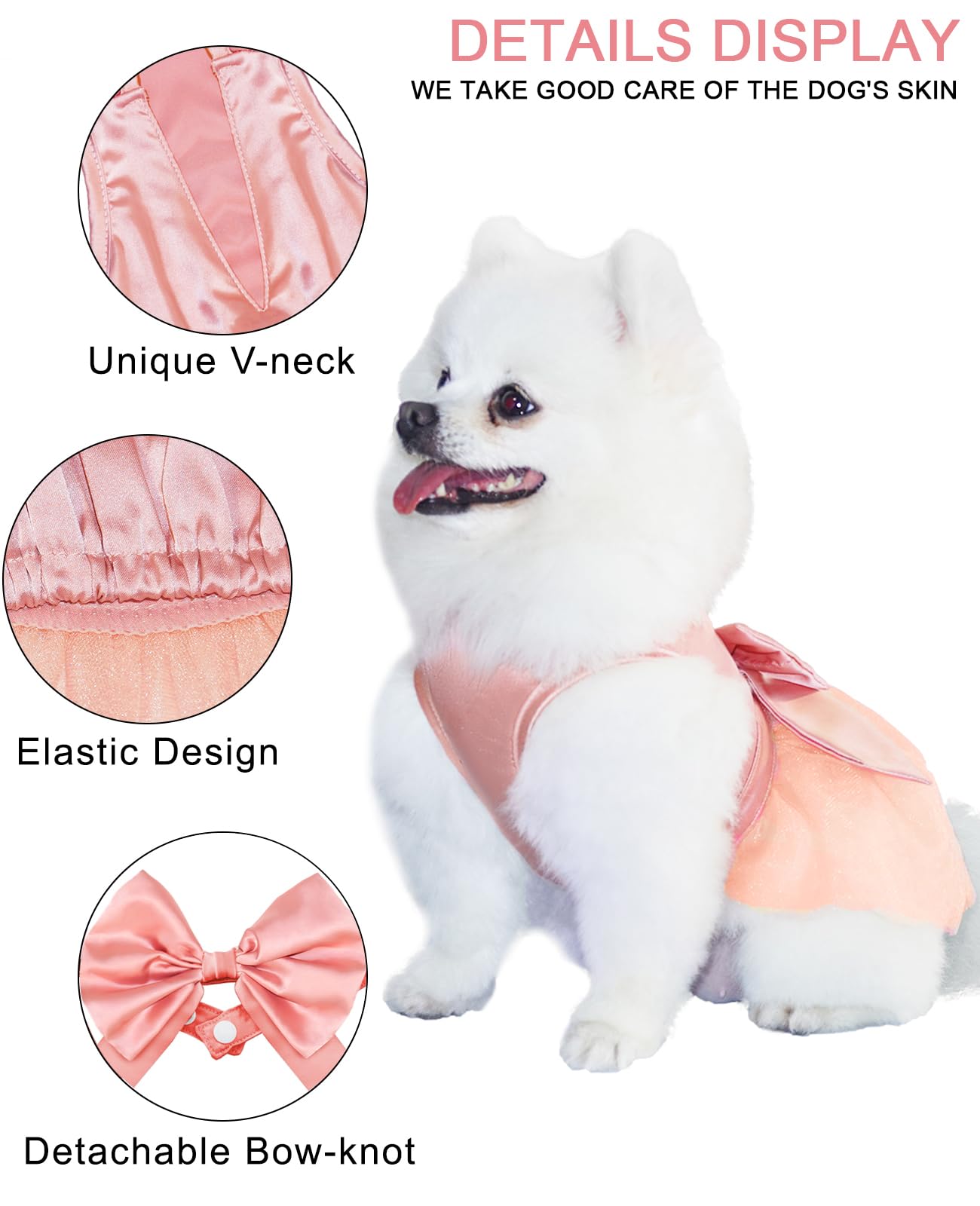 Topkins Summer Girl Silk Tulle Dress, Princess Dog Dress With Bow, Lace Pet Birthday Party Outfit Tutu For Small Dogs, Fancy Pup