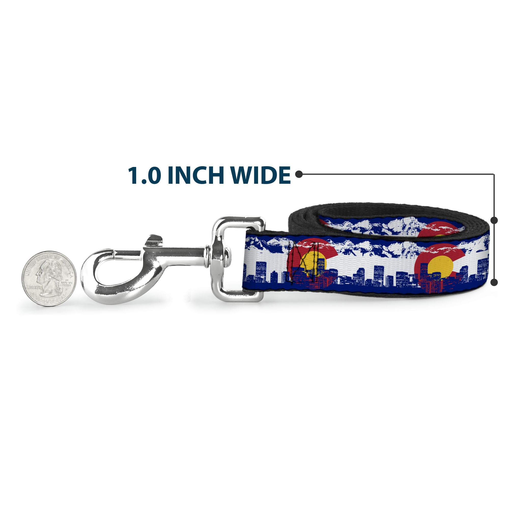 Dog Leash Colorado Skyline Mountains 6 Feet Long 1.5 Inch Wide