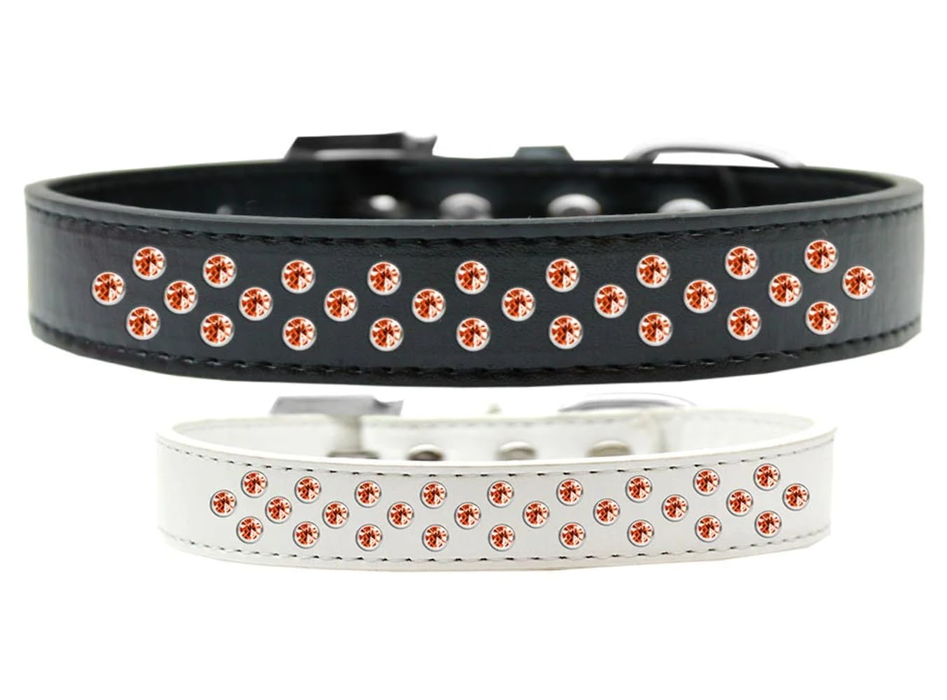 Dog, Puppy & Pet Fashion Collar, Orange Crystal Sprinkles White 18