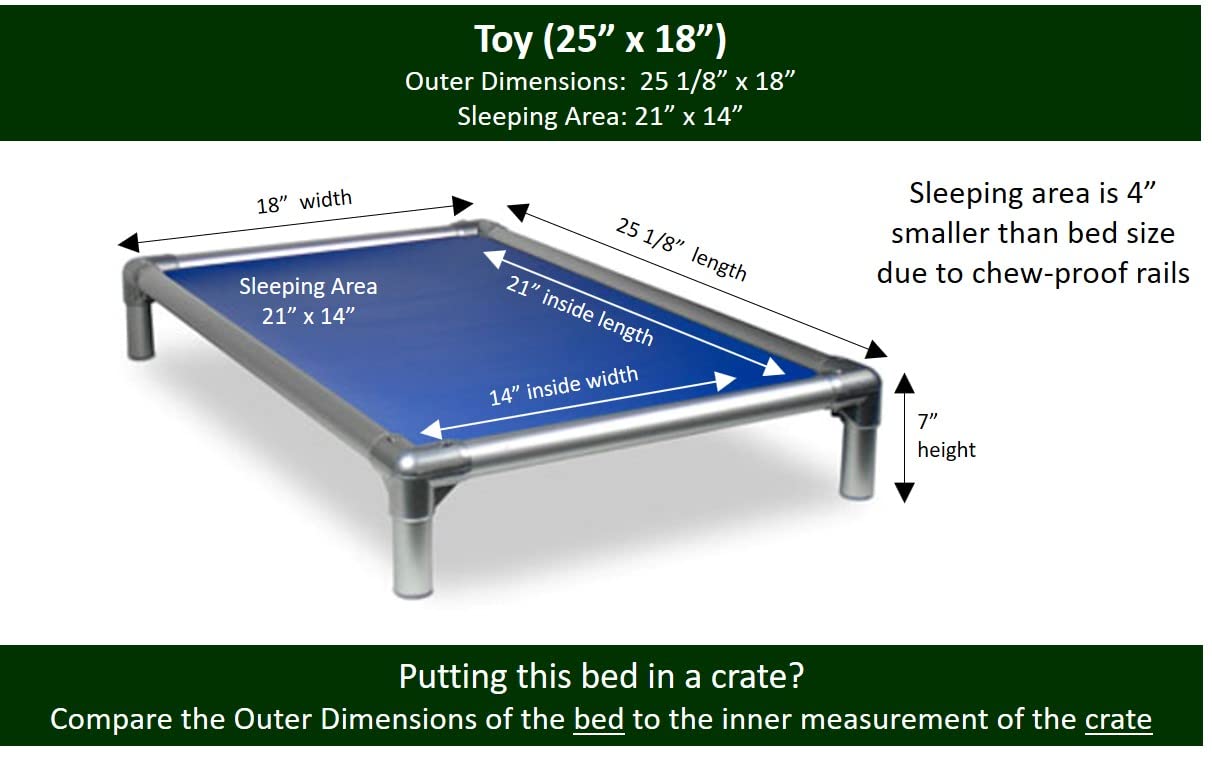 Kuranda Chewproof Bed - Silver Aluminum - 25'' x 18'' - Heavy Duty Vinyl - Royal