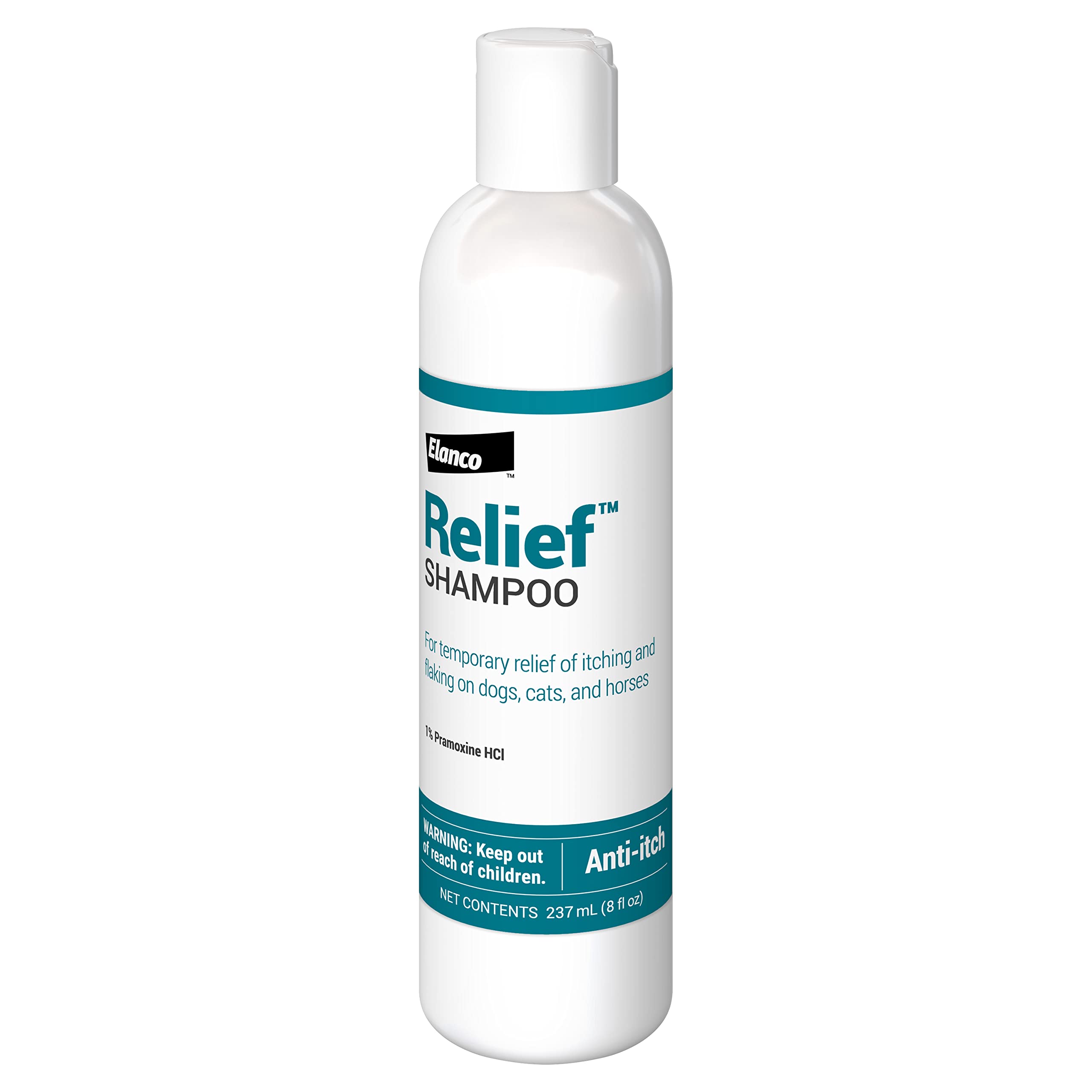 Elanco Relief Shampoo, temporary relief of itching and flaking, moisturizer for dry skin and coat, for dogs, cats and horses, 8 