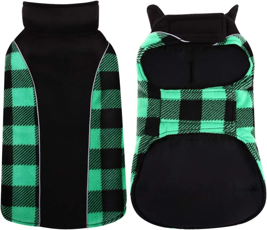 Kuoser Reversible, Warm Waterproof Dog Winter Coat, British Style Plaid - Puppy Cold Weather Vest, Windproof, Snow Jacket For Ex