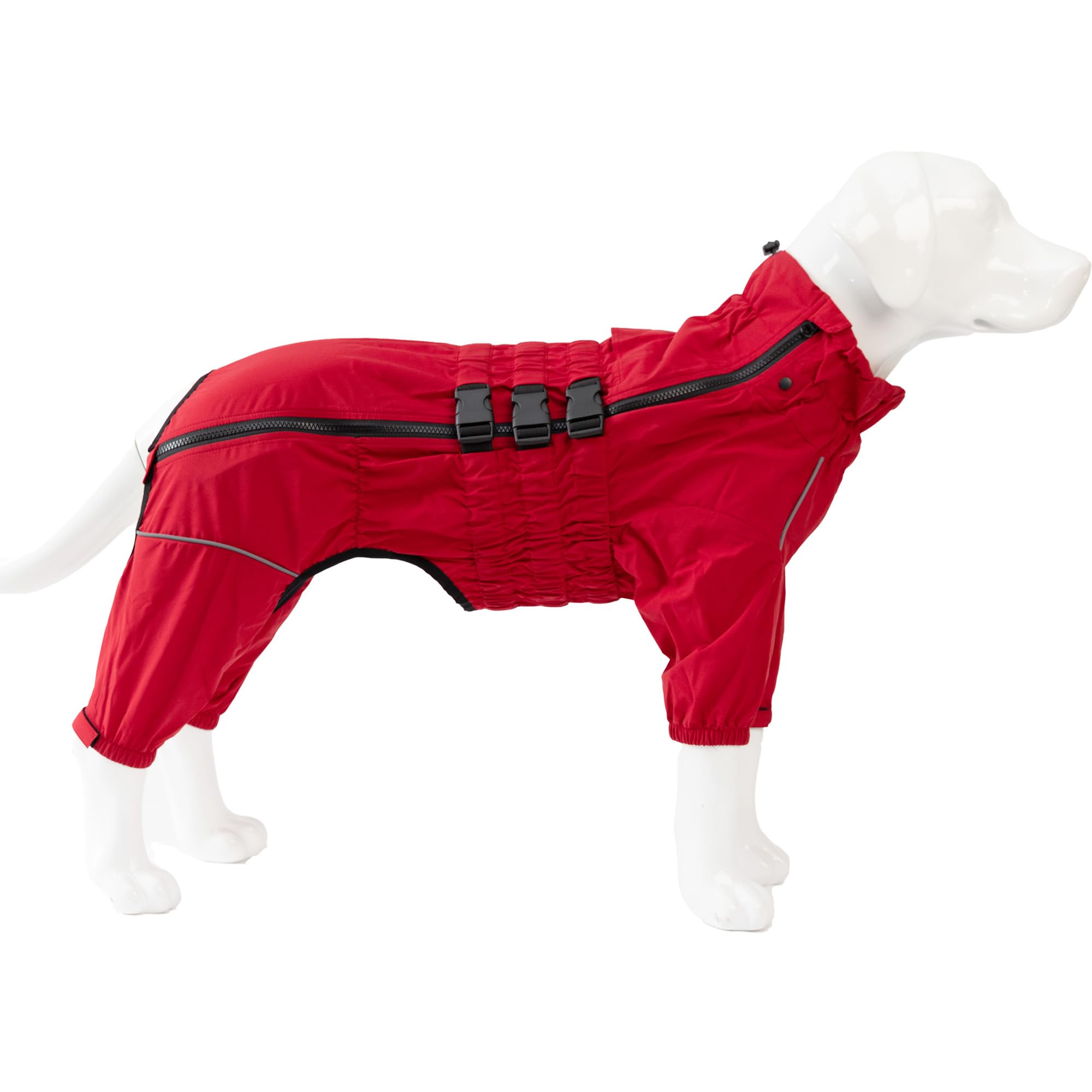 Dogs Waterproof Jacket, Lightweight Waterproof Jacket Reflective Safety Dog Raincoat Windproof Snow-Proof Dog Vest For Small Medium Large Dogs Red Xs