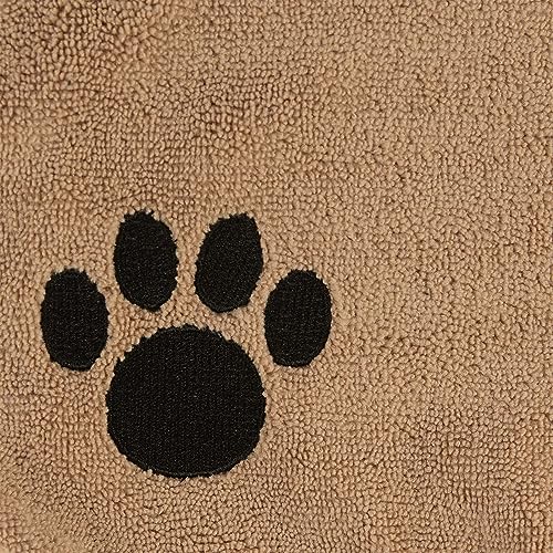 Bone Dry Pet Robe Collection Embroidered Absorbent Microfiber Bath Robe With Adjustable Closure, For Dogs & Cats, Large, Taupe