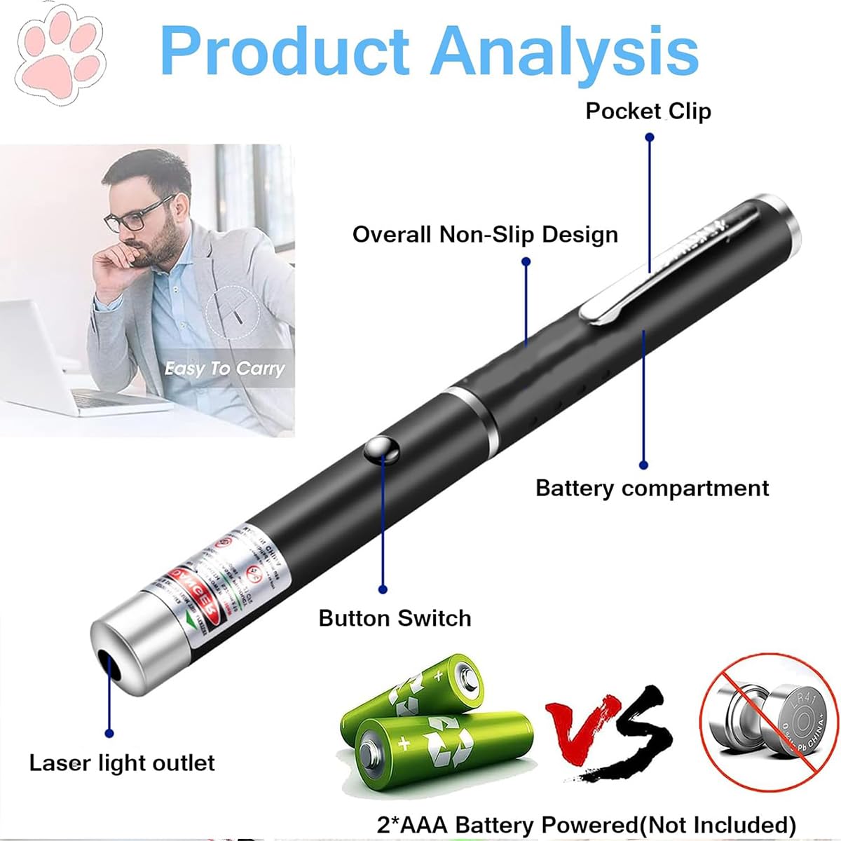 Ximibi Red Green Violet Pointer For Cats (3 Pack), Pet Light Toys For Kittens And Dogs, Indoor Training And Chaser Toys For Cats