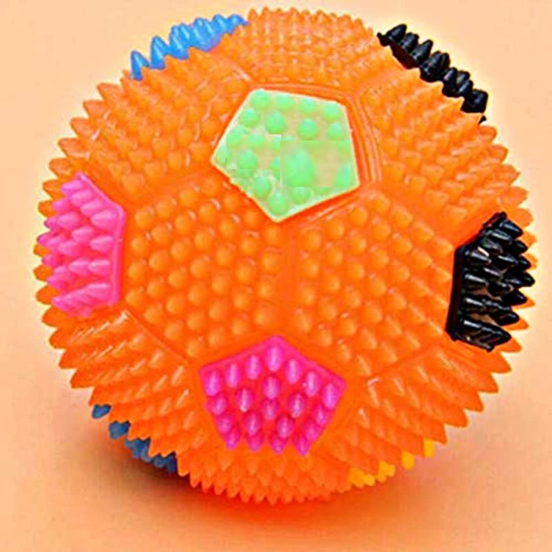 Roverpets Led LightUp Dog Ball  Squeaky Chew Toy With Flashing Lights For Dogs And Puppies (Random Color, 1 Pc)