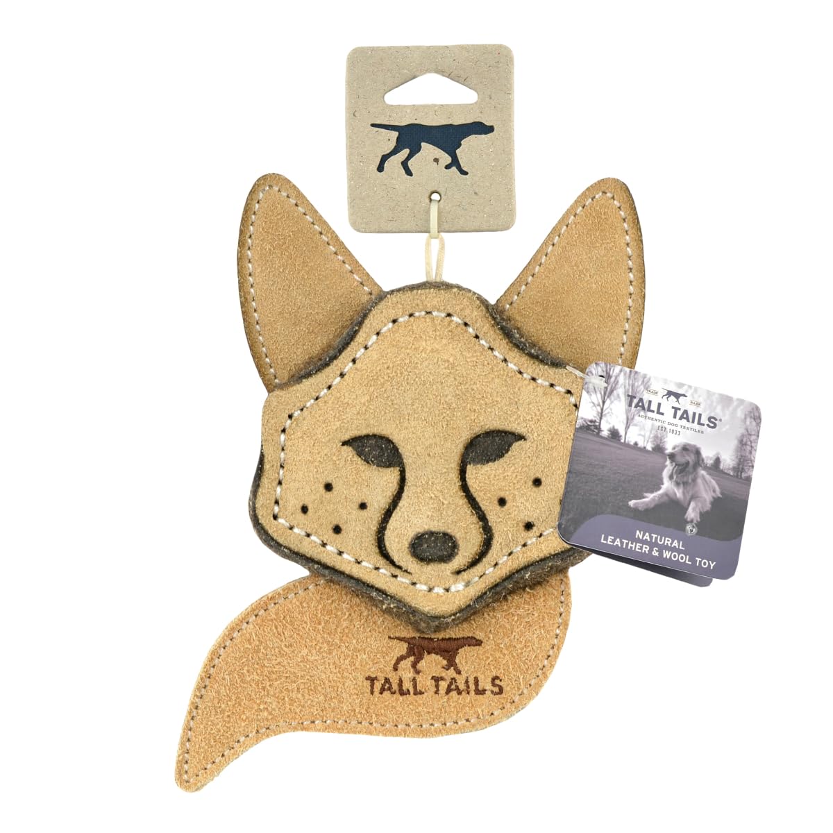 Tall Tails Dog Natural Leather Scrappy Fetch Toy for Dogs, Fox