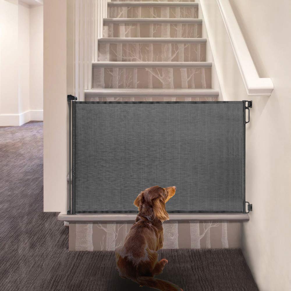 Easybaby Retractable Baby Gate, 33' Tall, Extends Up To 55'' Wide, Black/Child Safety Baby Gates, Pet Retractable Gates For Stairs, Doorways, Hallways, Indoor And Outdoor