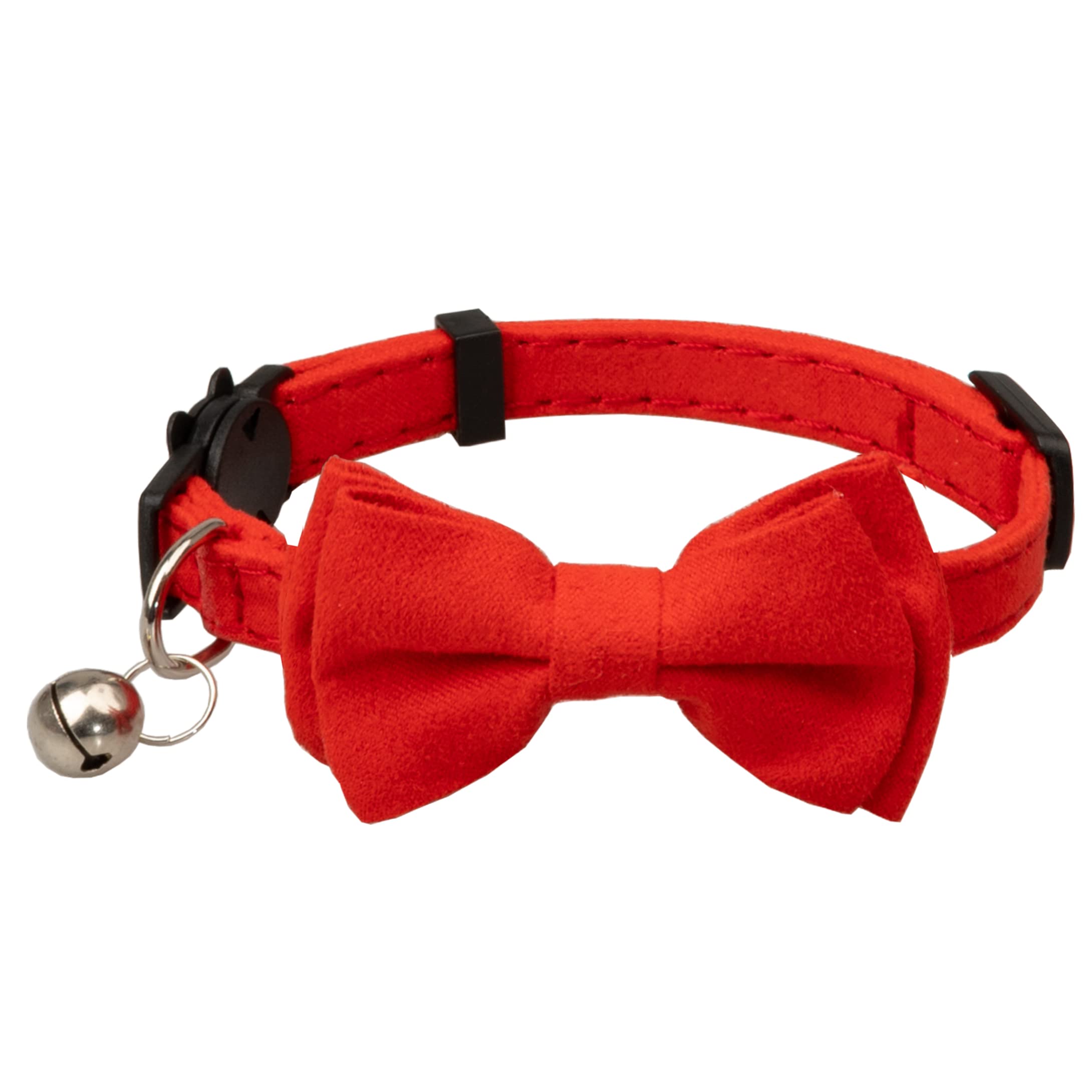 Gyapet Cat Collar With Bell Breakaway Kitten Small Puppy Safety Bow Tie Solid Wedding Basic Color [1Pc] Red