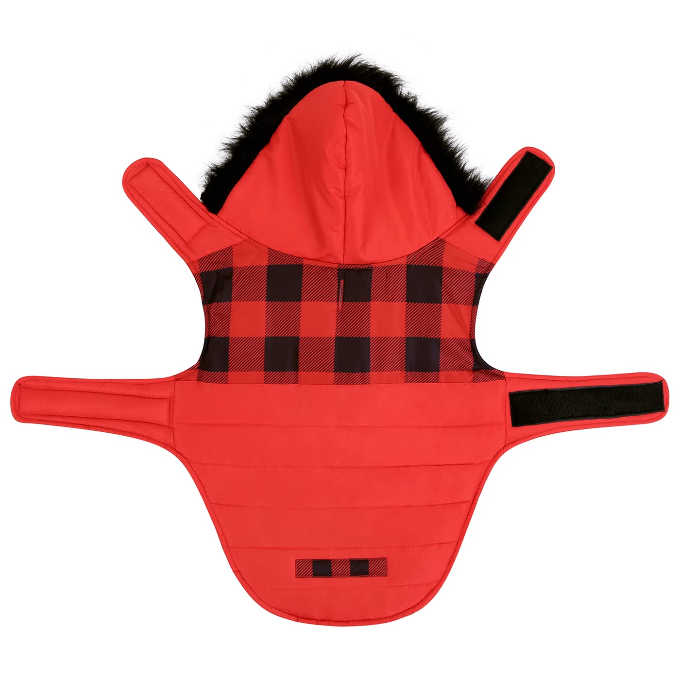 Hde Dog Puffer Jacket Fleece Lined Warm Dog Parka Winter Coat With Harness Hole Buffalo Plaid - Xl
