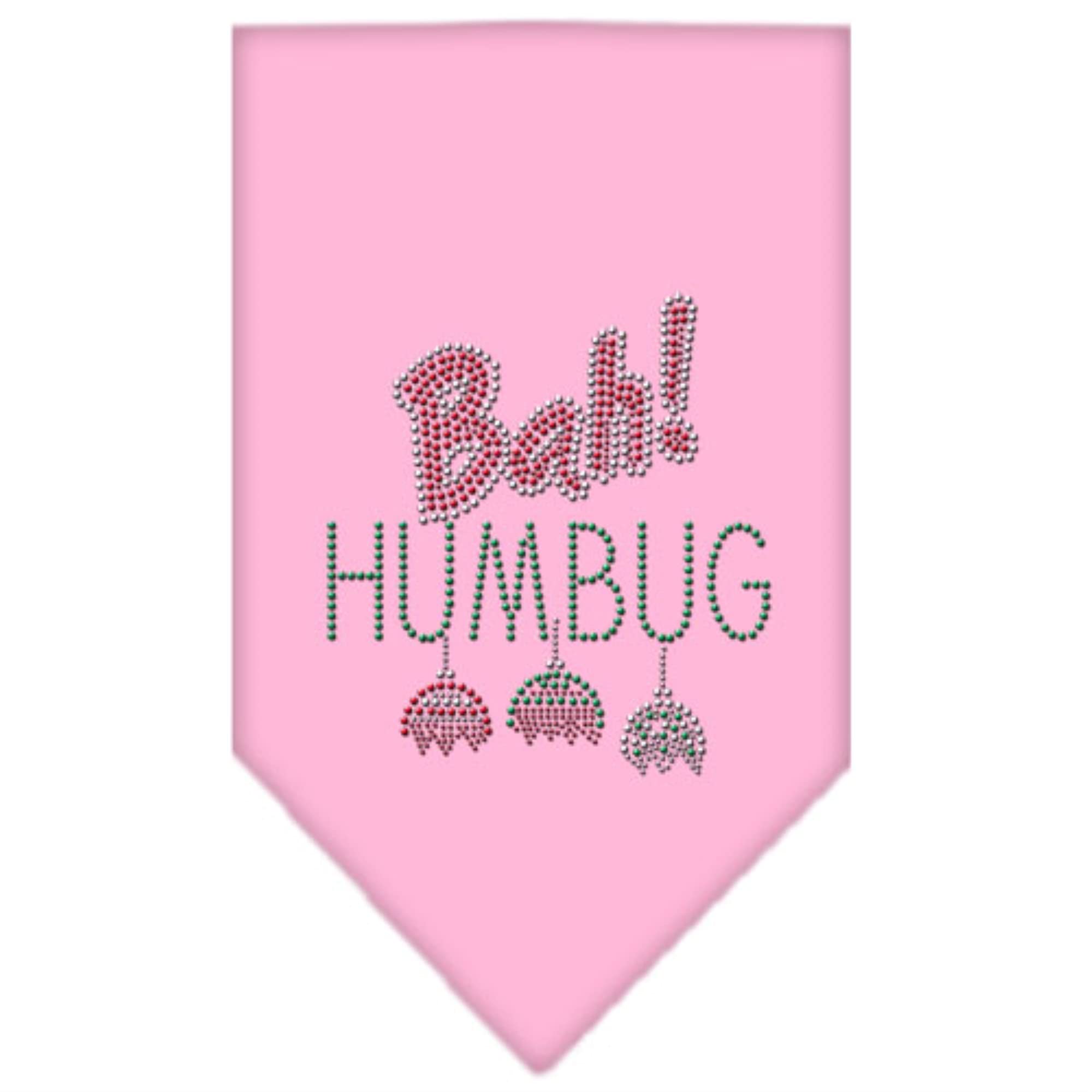 Christmas Pet and Dog Bandana Rhinestone, "Bah Humbug" Light Pink Small