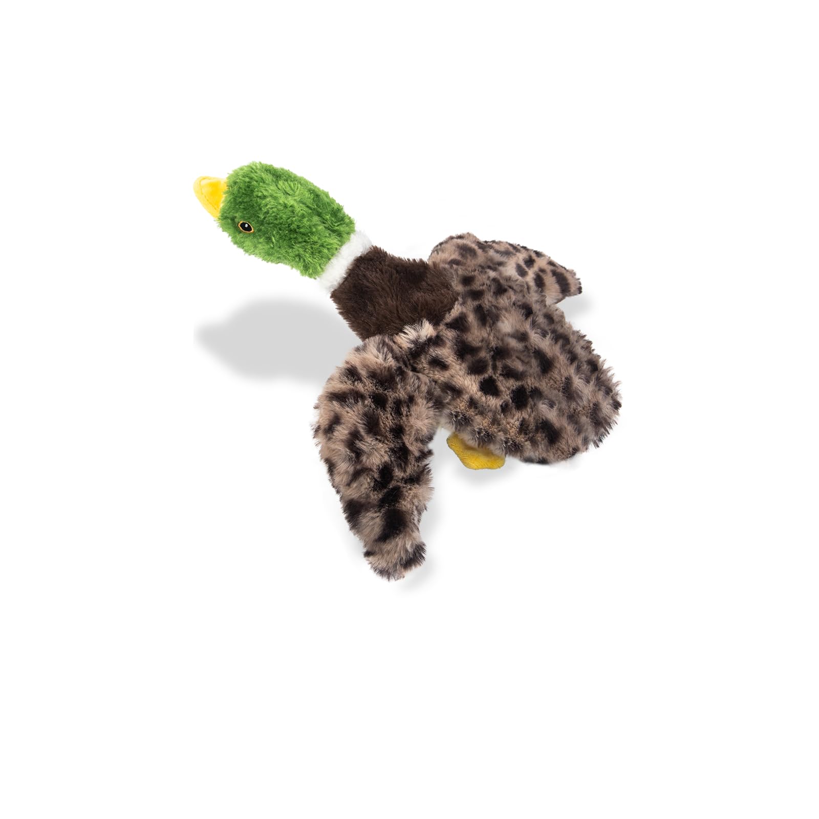 Calibonbon Duck Dog Squeaky Toy for Aggressive Chewers - No Stuffing Durable Plush with 4 Squeakers & Crinkle Wings, Chew Proof 