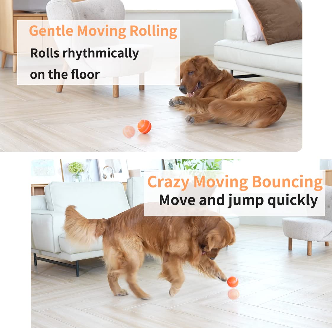 Morhandisn Interactive Dog Toys Dog Ball - 2025 Newly Upgraded Durable Motion Activated Automatic Moving, Bouncing, And Rotating