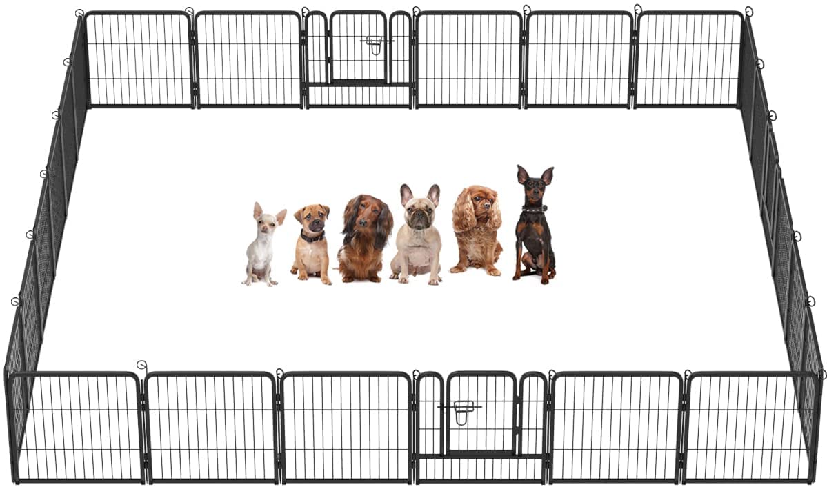 Bestpet Dog Playpen Pet Dog Fence 24'/ 32' /40' Height 8/16/24/32 Panels Metal Dog Pen Outdoor Exercise Pen With Doors For Large/Medium/Small Dogs,Pet Puppy Playpen For Rv,Camping,Yard